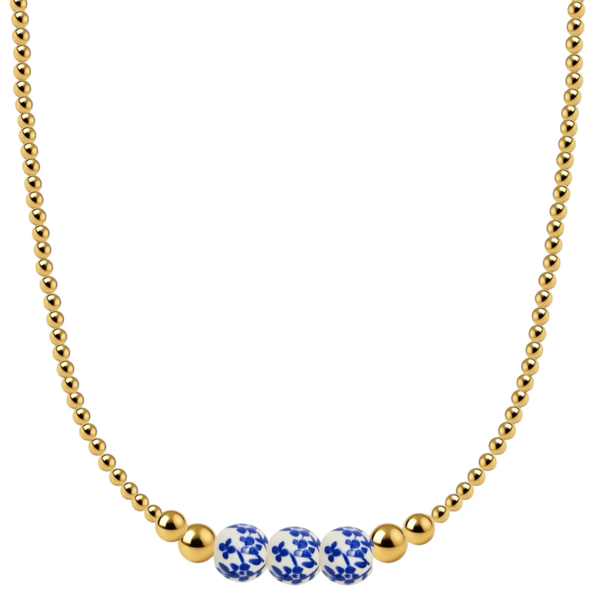 Magnolia | Gold Filled Beaded Necklace with Porcelain