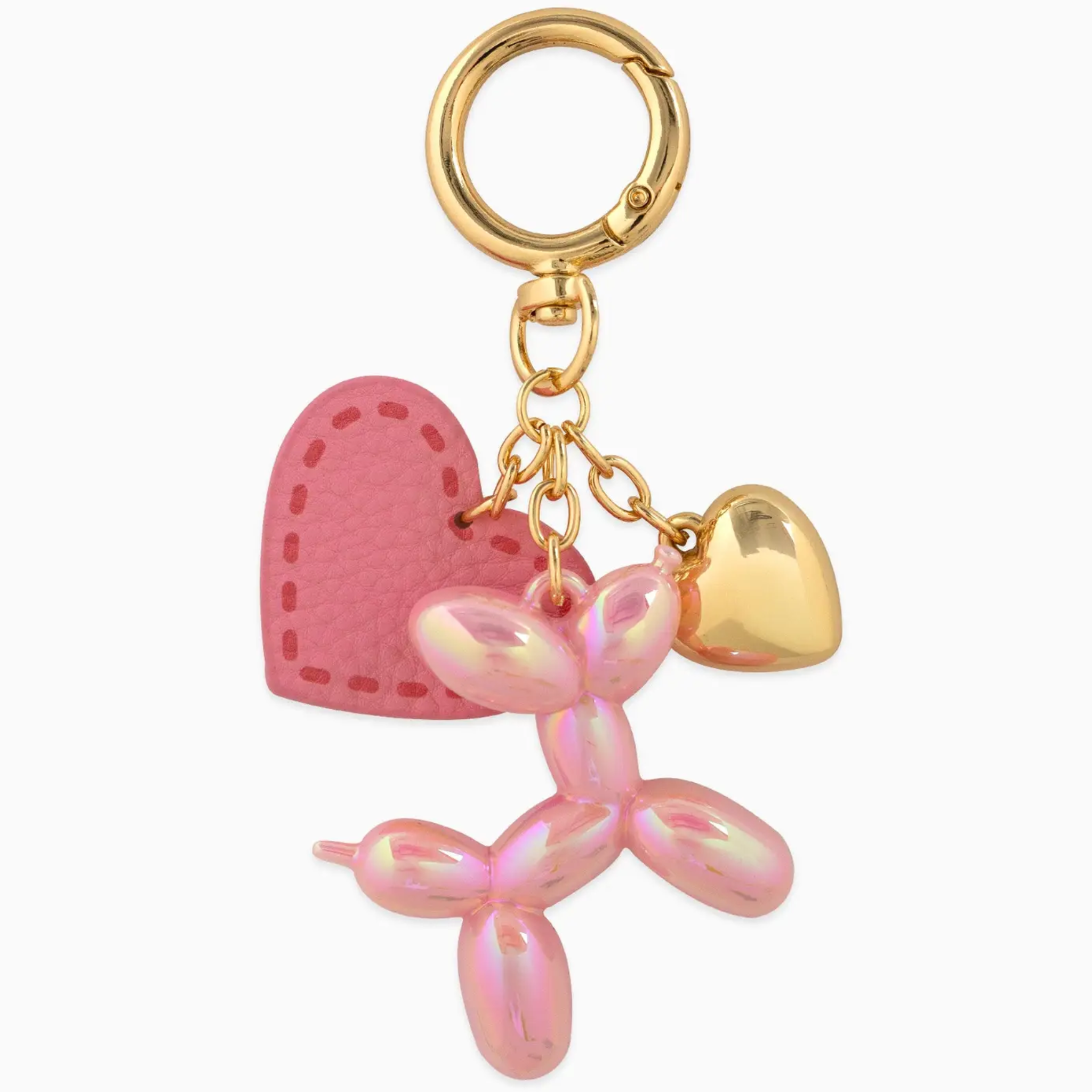 Chrome Color Balloon Dog with Heart Bag Charm