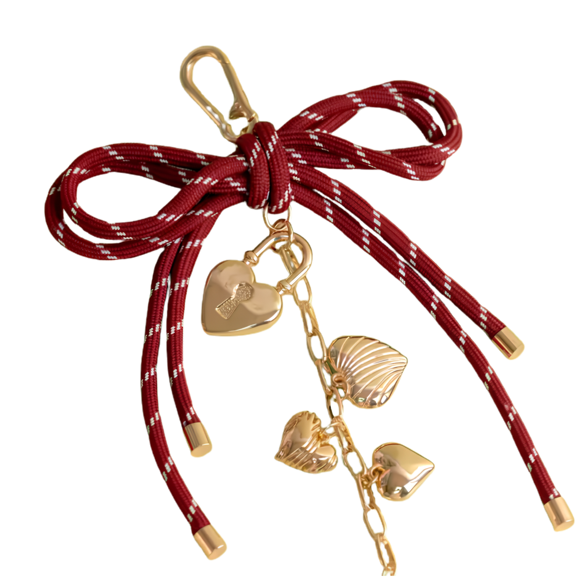 Heart-lock Bow Bag Charm