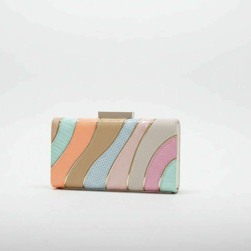 Dolce Vita Ondine Clutch in vibrant multi-color design with sleek leather finish, featuring a compact and stylish shape.