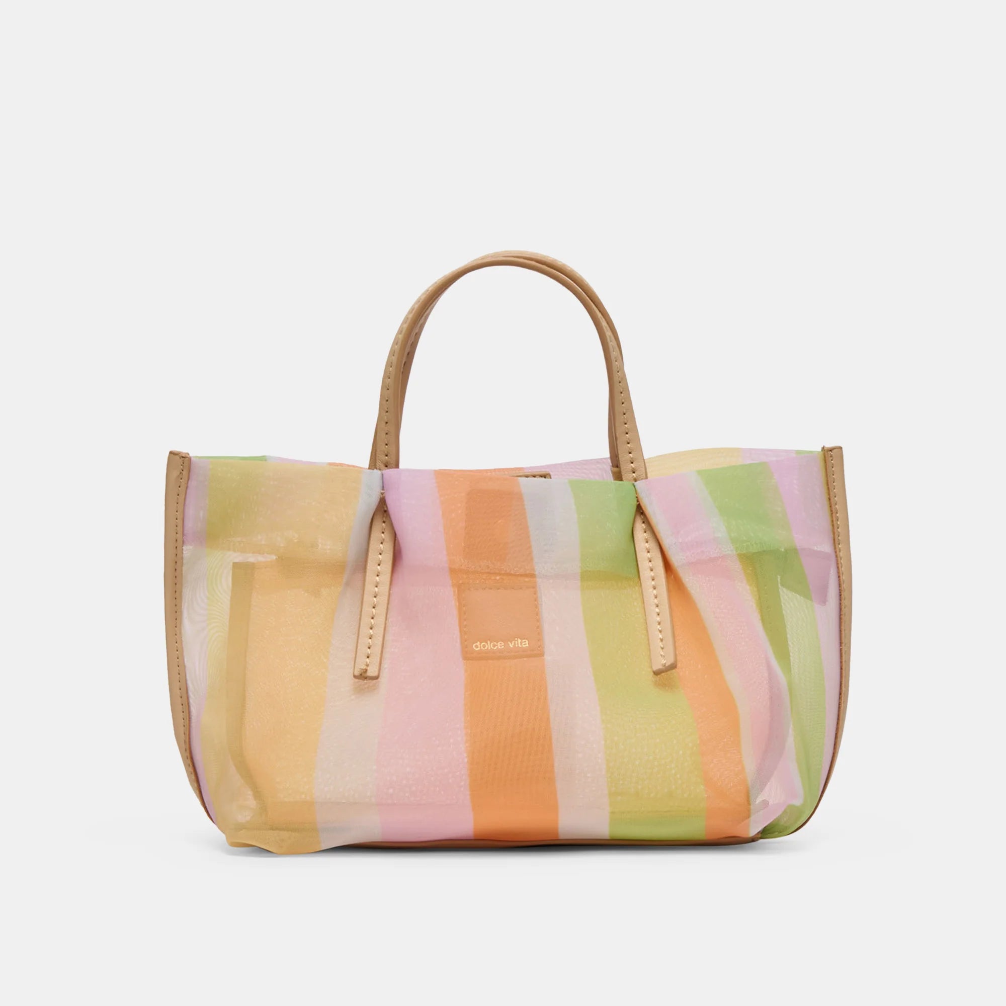 Dolce Vita Selene Mesh Handbag with stylish mesh design and top handle, perfect for casual or evening wear.