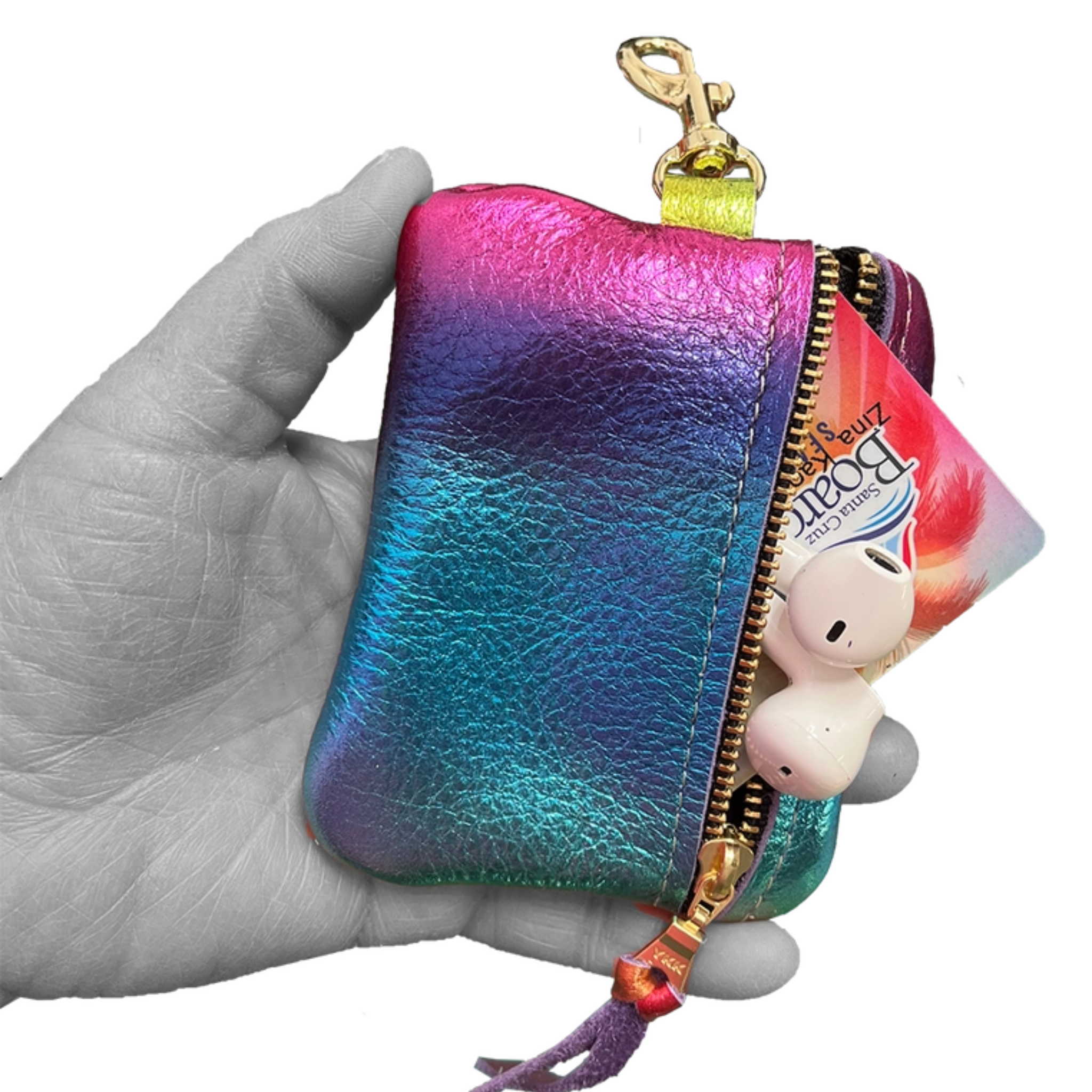 Metallic Shimmer Wallet With Keychain