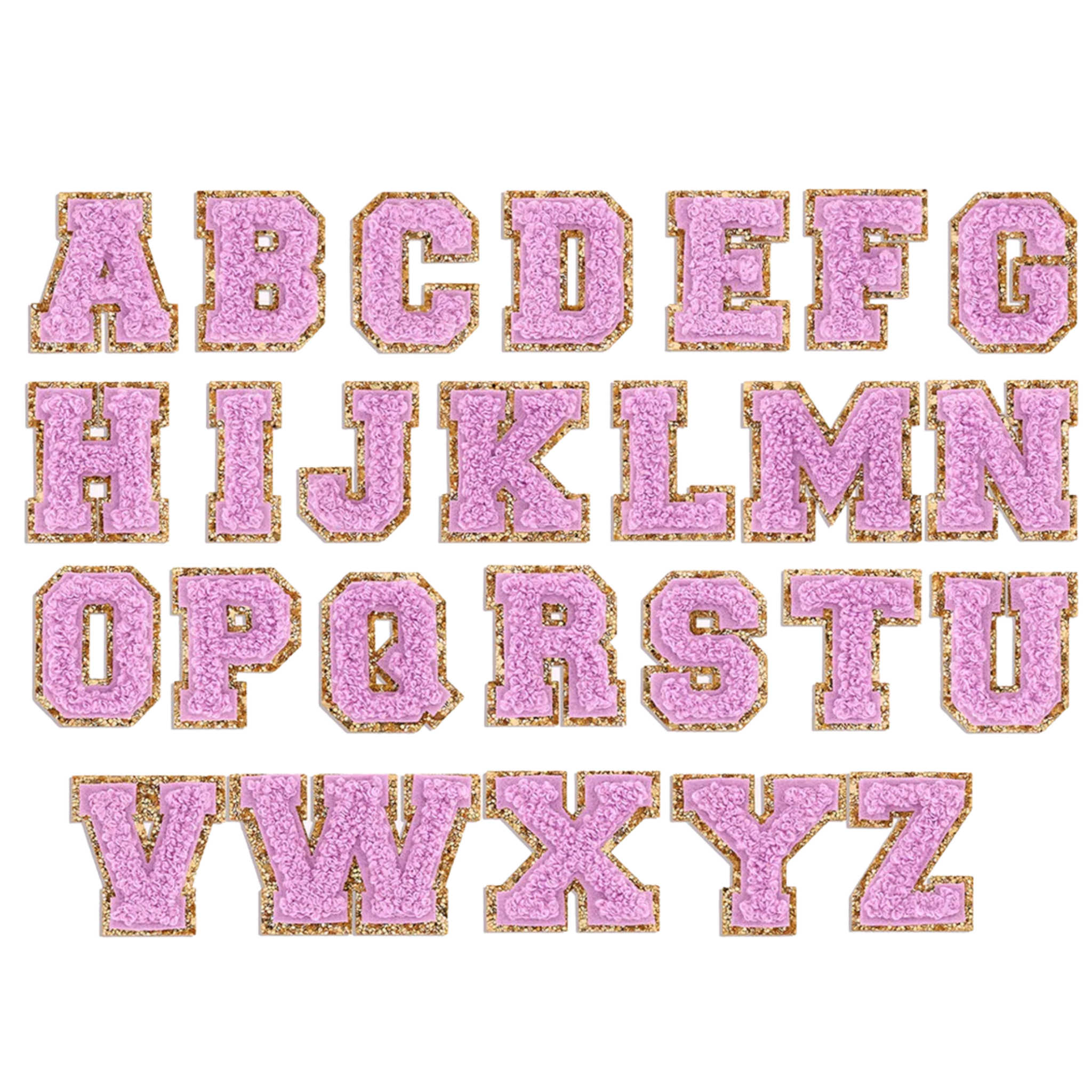 Purple Glitter Varsity Initial Letter Sticker Patch - Let's Bag It