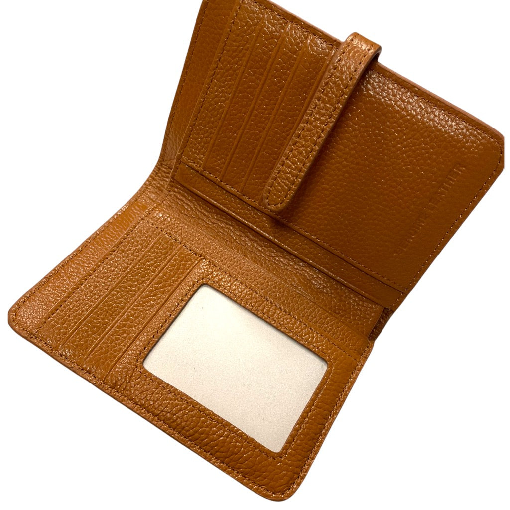 Small Leather Wallet with Buckle Closure