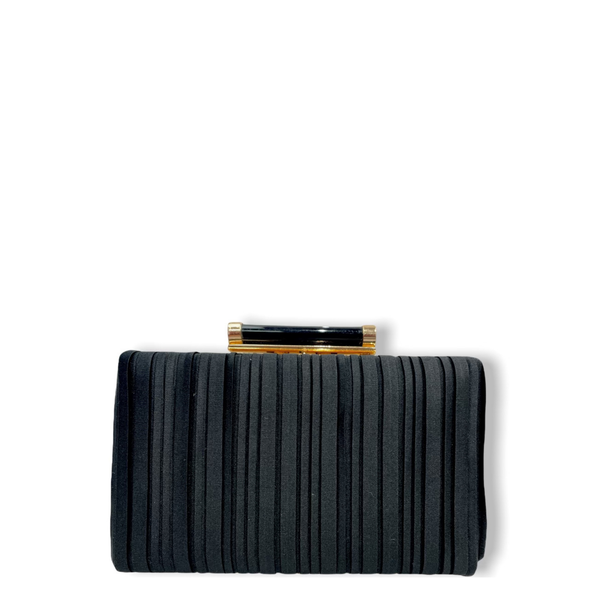 Pleated Soft Nappa Clutch with Lucite Clasp