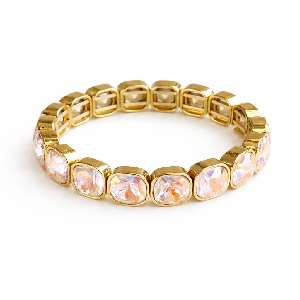 Lila Crystal Bracelet by BELJOY featuring shimmering crystals on a delicate chain, perfect for layering or solo wear.
