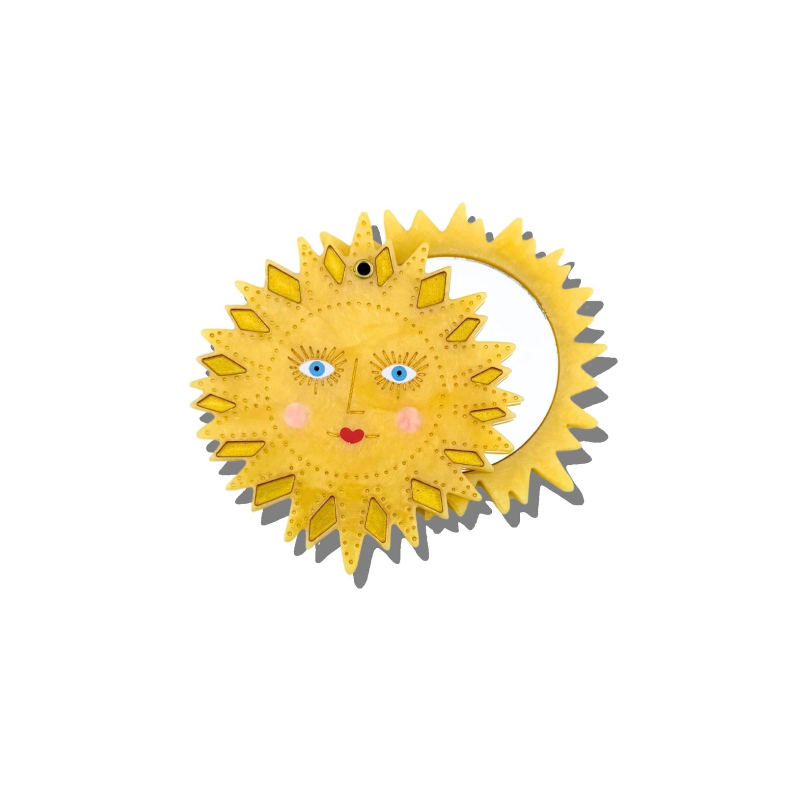 Hand-painted Celestial Sun Compact Mirror | Eco-Friendly