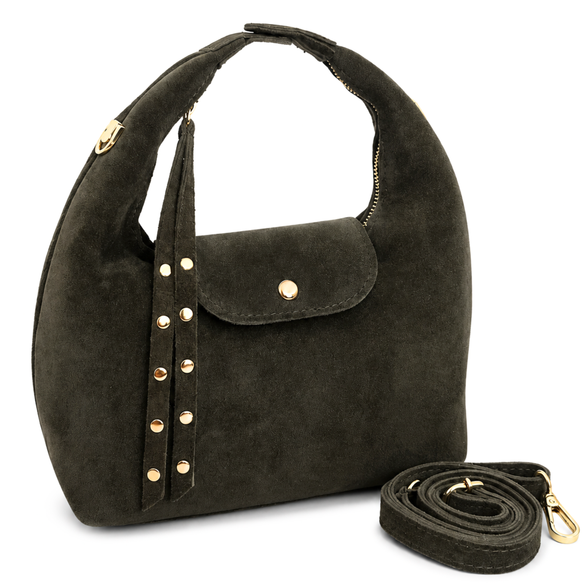Jade Suede Top Handle Bag