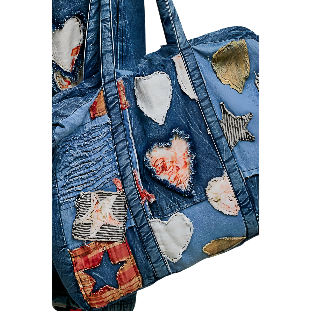 Unique Mix Patchwork Vintage Denim Casual Tote Bag