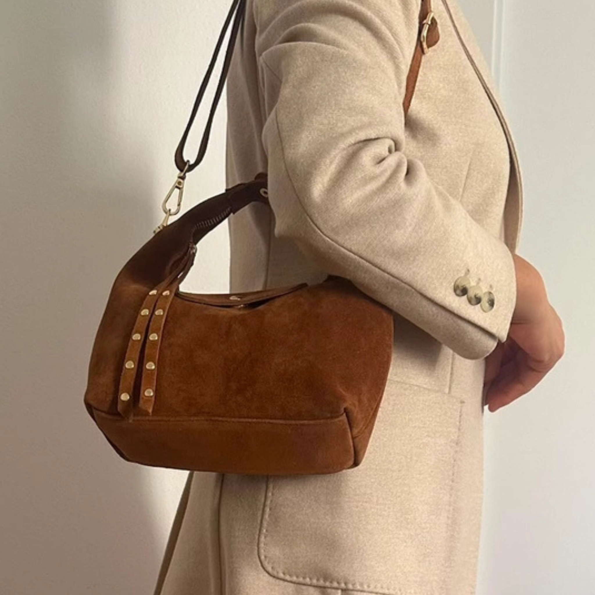 Jade Suede Top Handle Bag