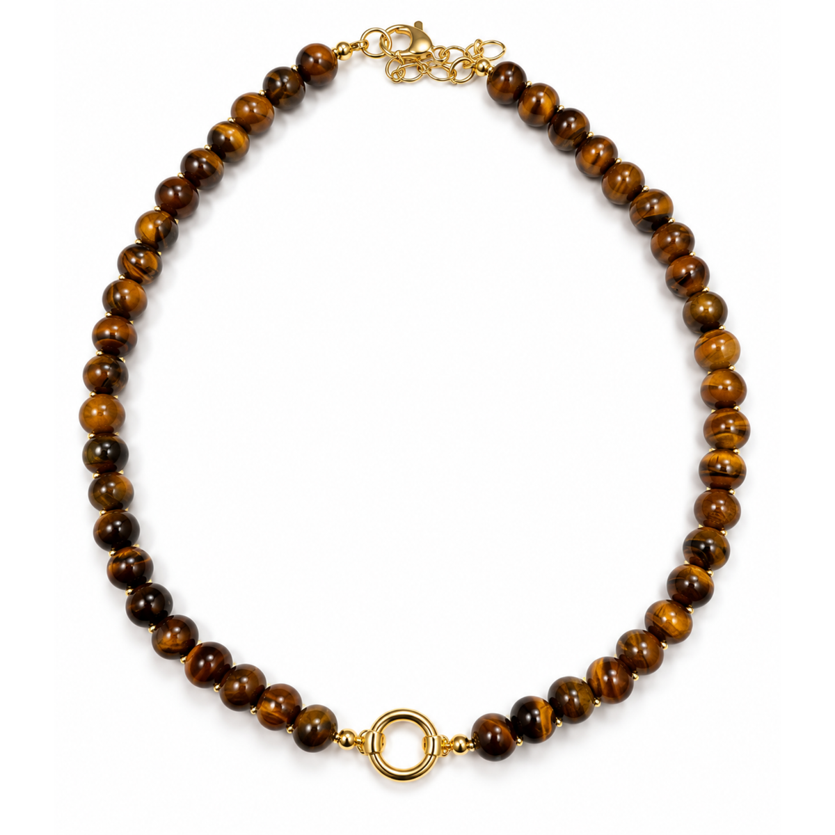 Gemstone Beaded Necklace with Charm Holder