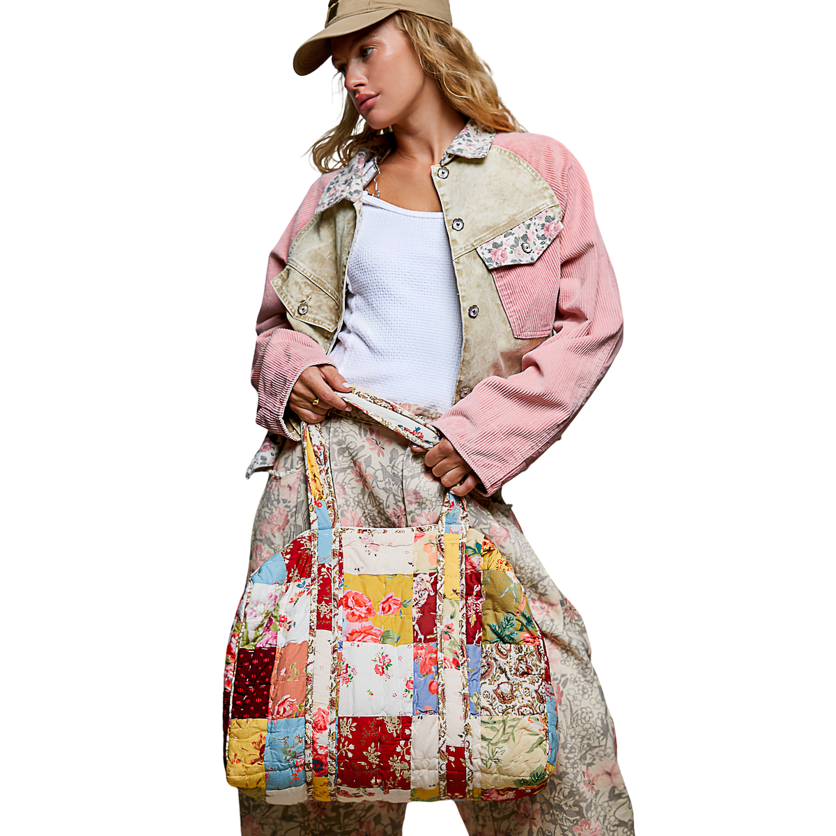 Quilted Vibrant Patchwork Vintage Crafted Weekender Bag