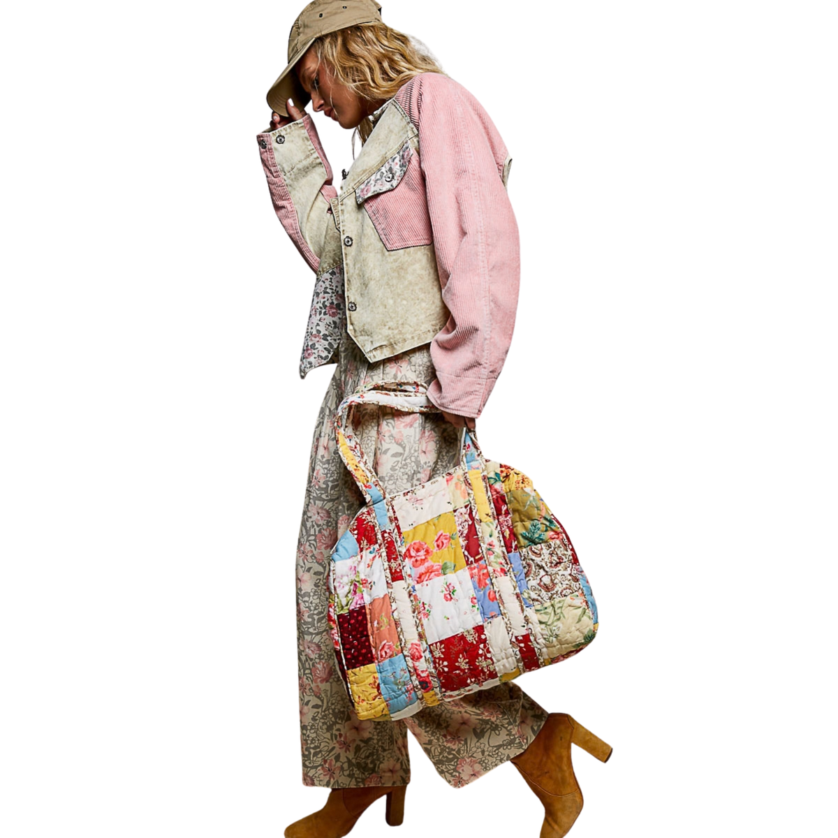 Quilted Vibrant Patchwork Vintage Crafted Weekender Bag