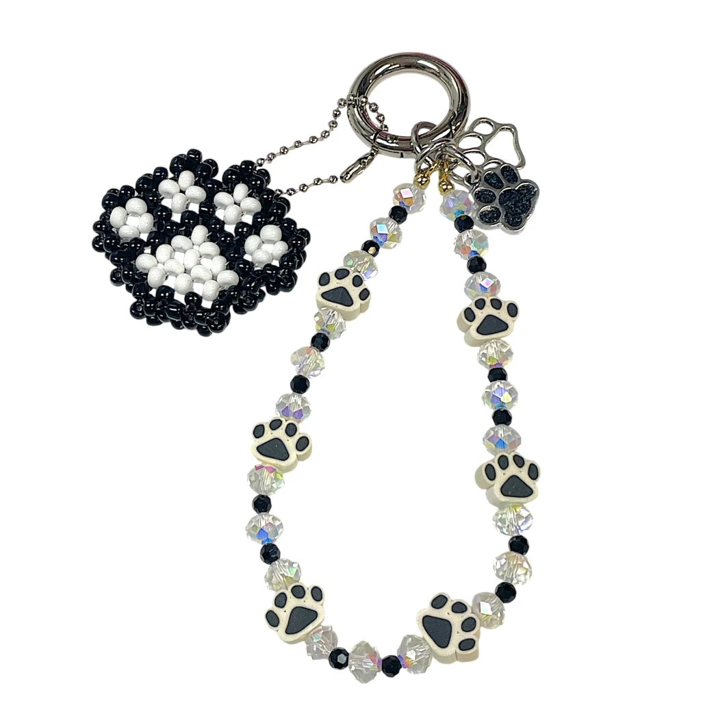 Beaded Paw Print Bag Charm