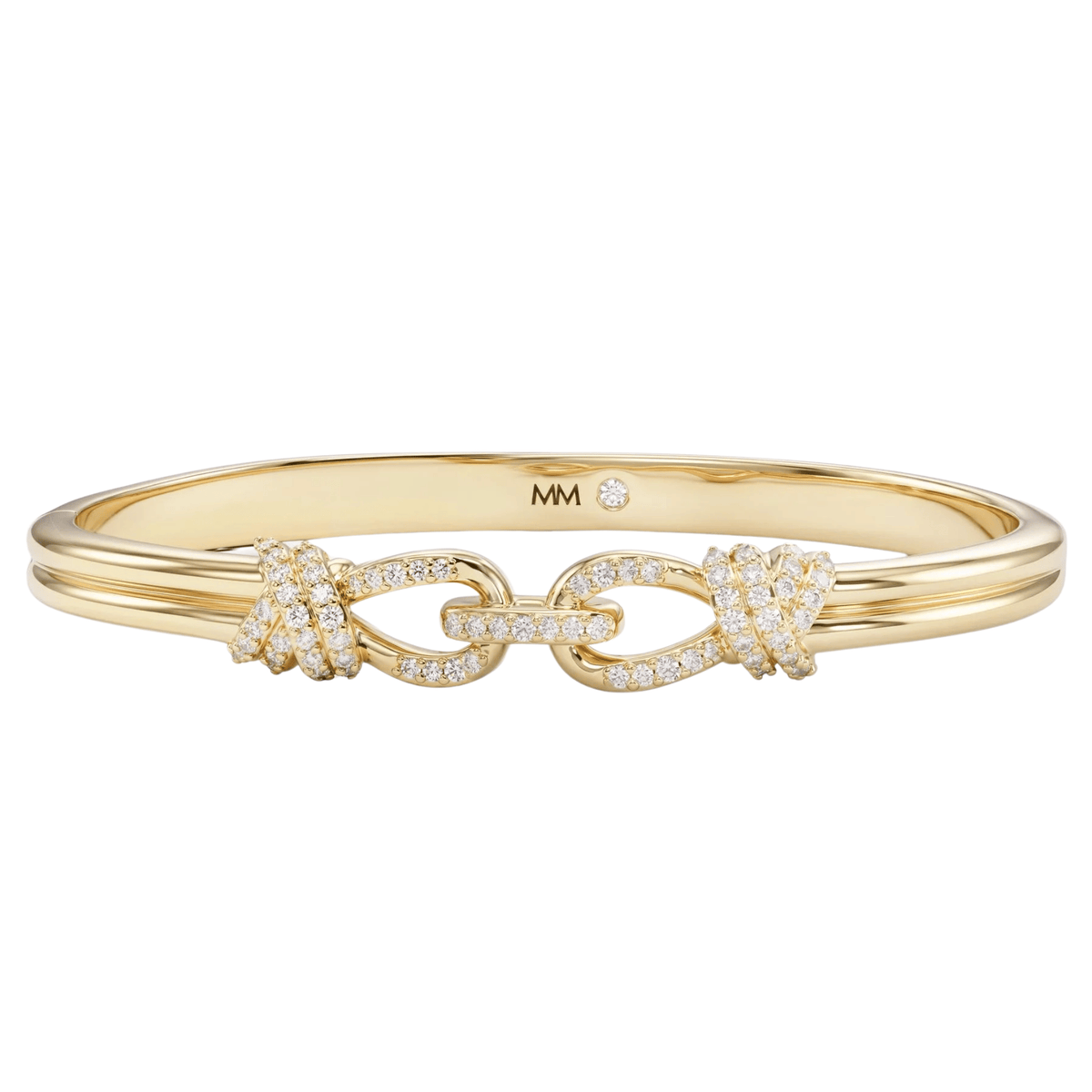 Knot Cuff - Gold|White Diamondettes - 6.5"