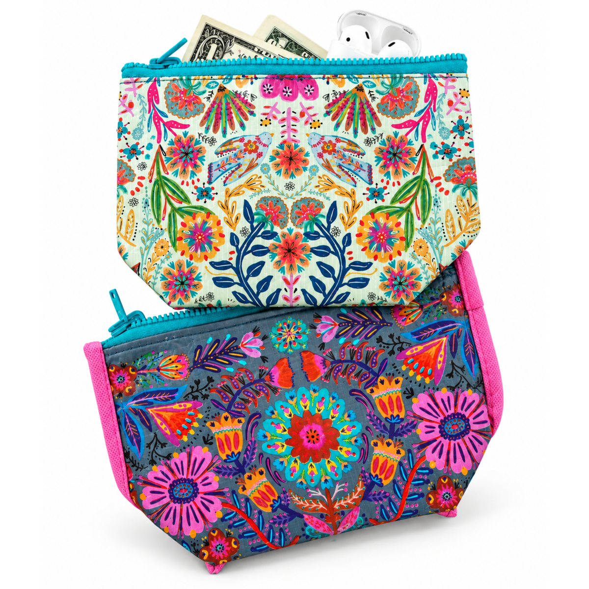 Small Recycled Reversible Zipper Pouch