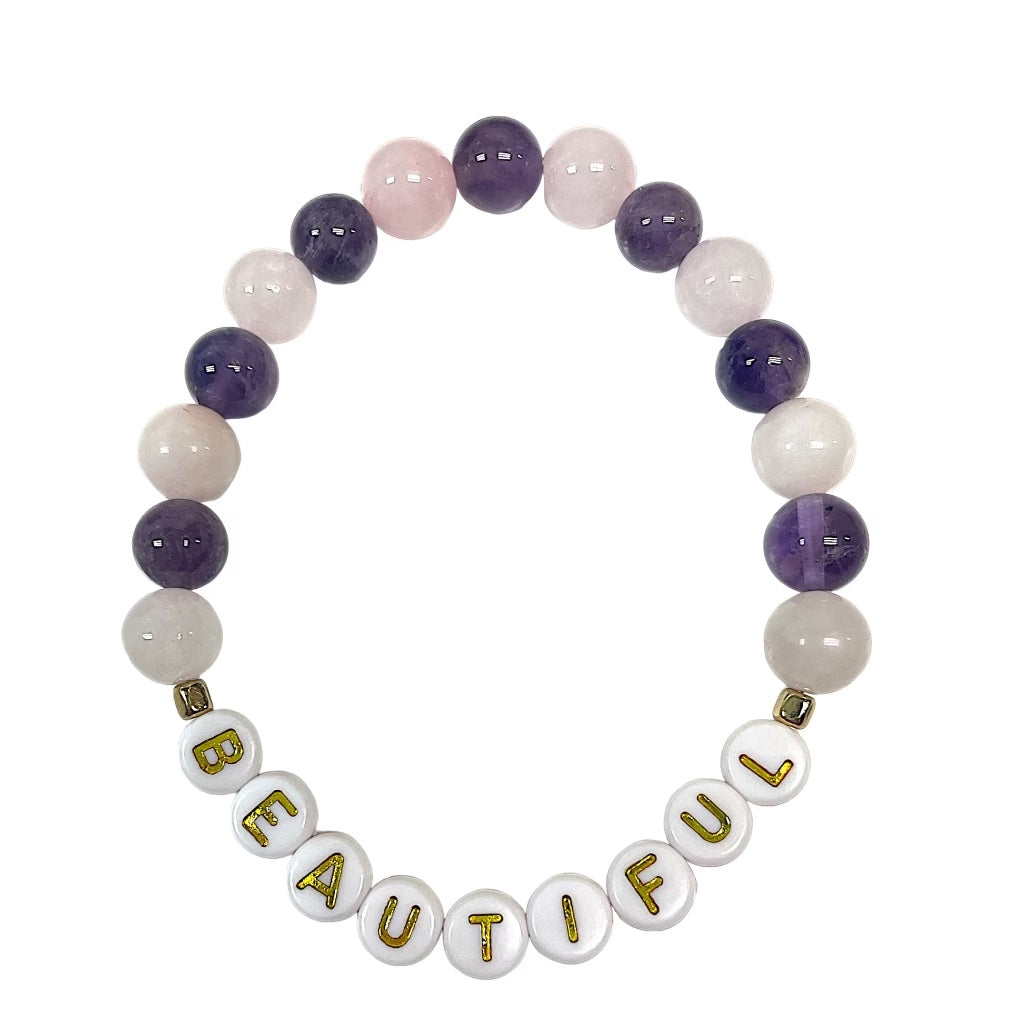 Positive Affirmations Gemstone Word Bracelets