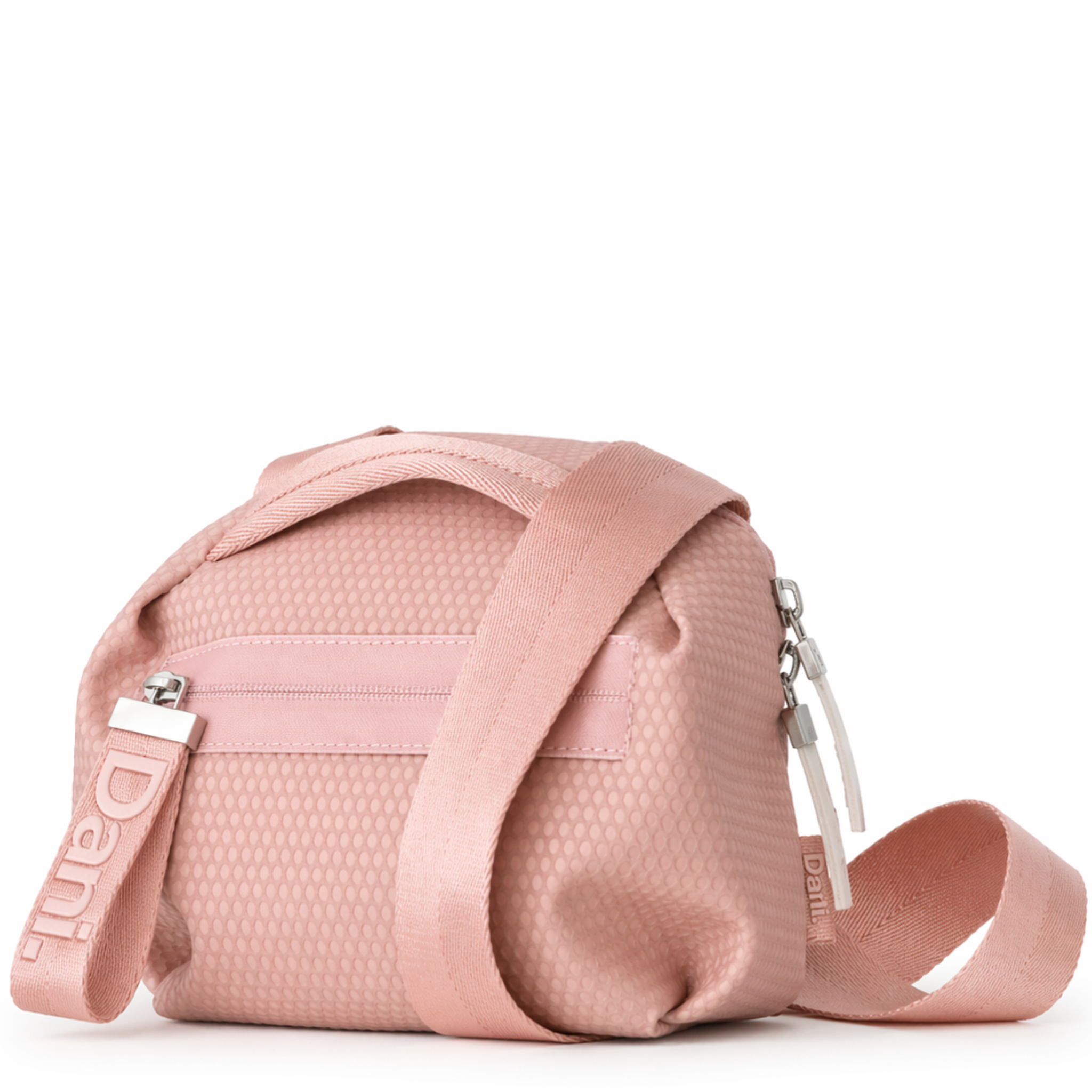 Daniella Lehavi Bonnie mini crossbody bag in leather with adjustable strap and metal hardware, stylish and compact for everyday wear.