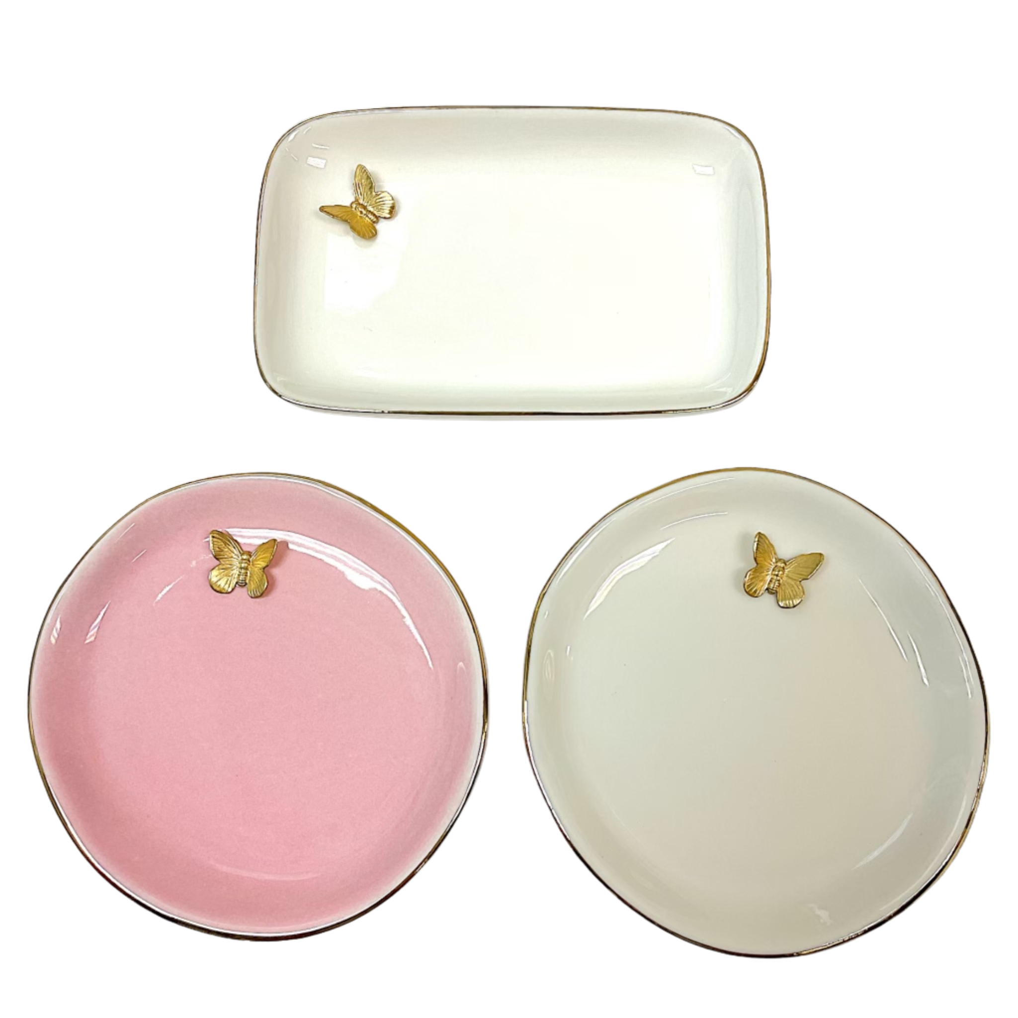 Small gold accent butterfly jewelry dish