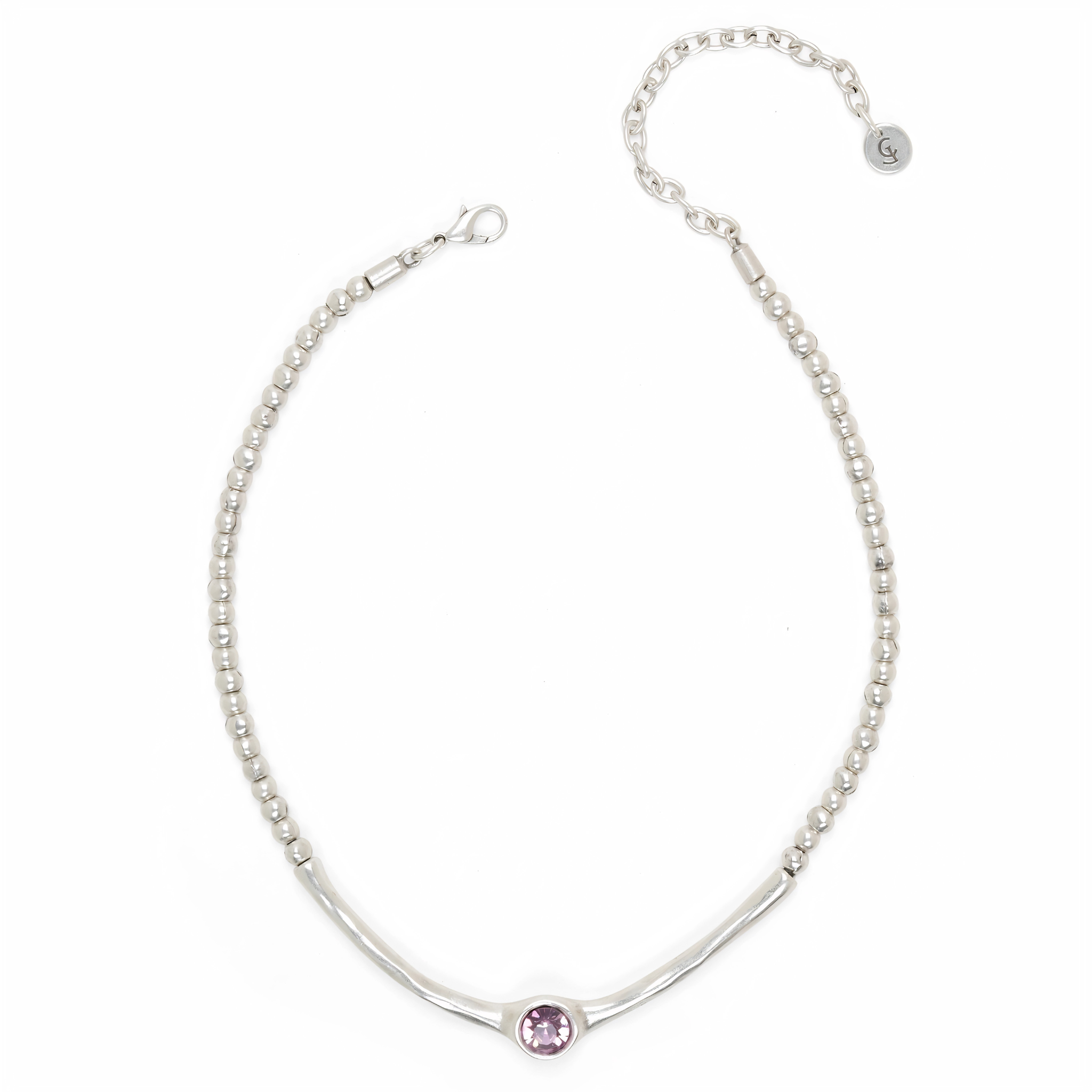 Chanour Solara Blush necklace featuring a delicate chain and blush-colored pendant, stylish jewelry for elegant occasions.