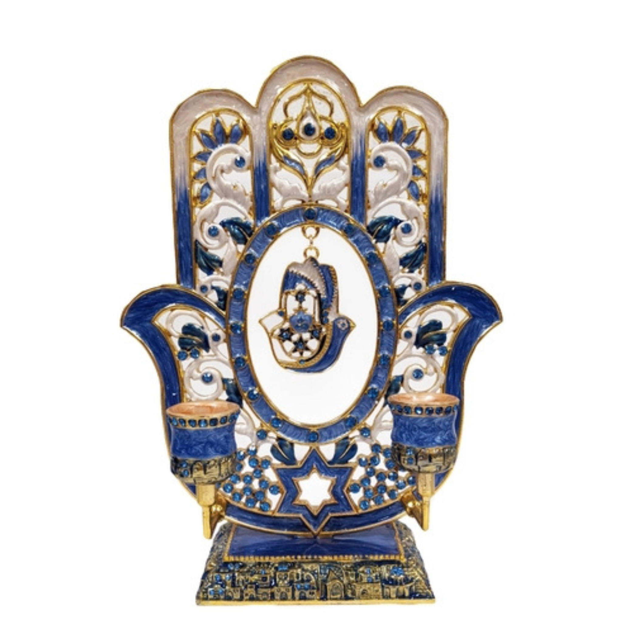 Blue Hamsa Candle Holder