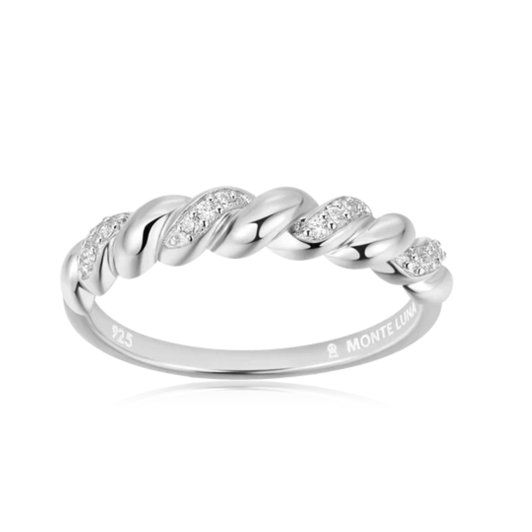 Twist Stackable Ring in Rhodium Plated Sterling Silver