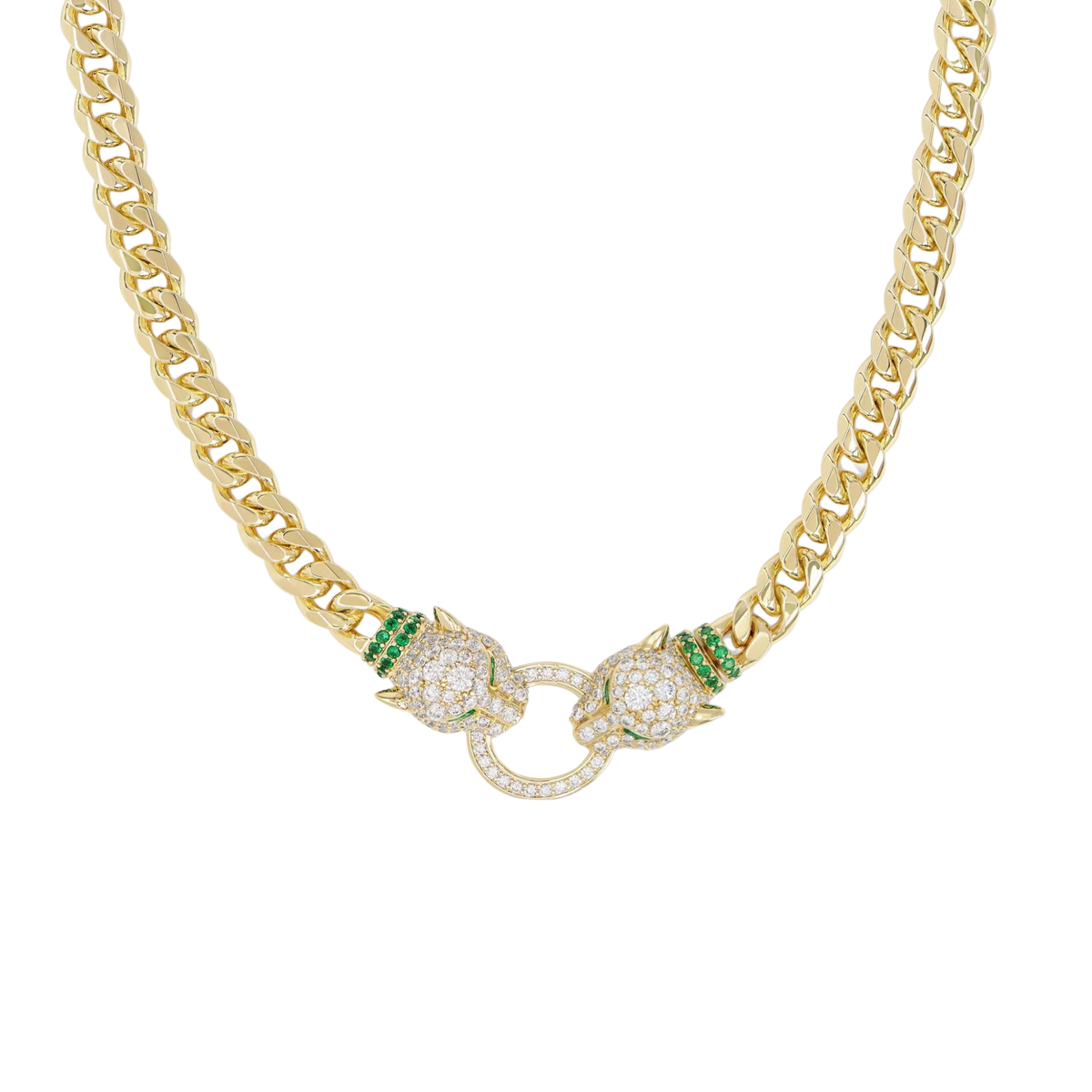 Melinda Maria Jaguar Cuban Chain Necklace 6.8mm 16-inch with polished links, showcasing a sleek, stylish jewelry piece.