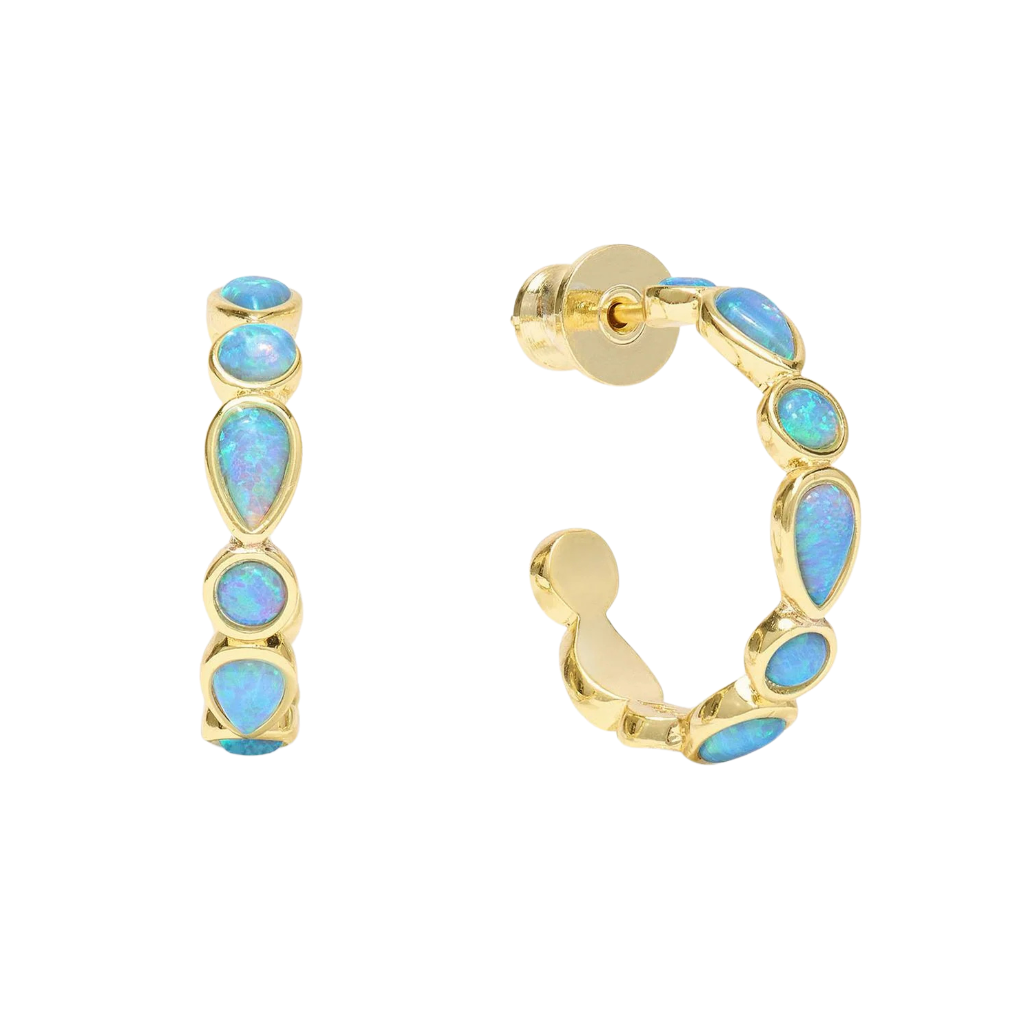 Melinda Maria Isla Hoops .75-inch gold earrings with minimalist design, featuring smooth circular hoops.