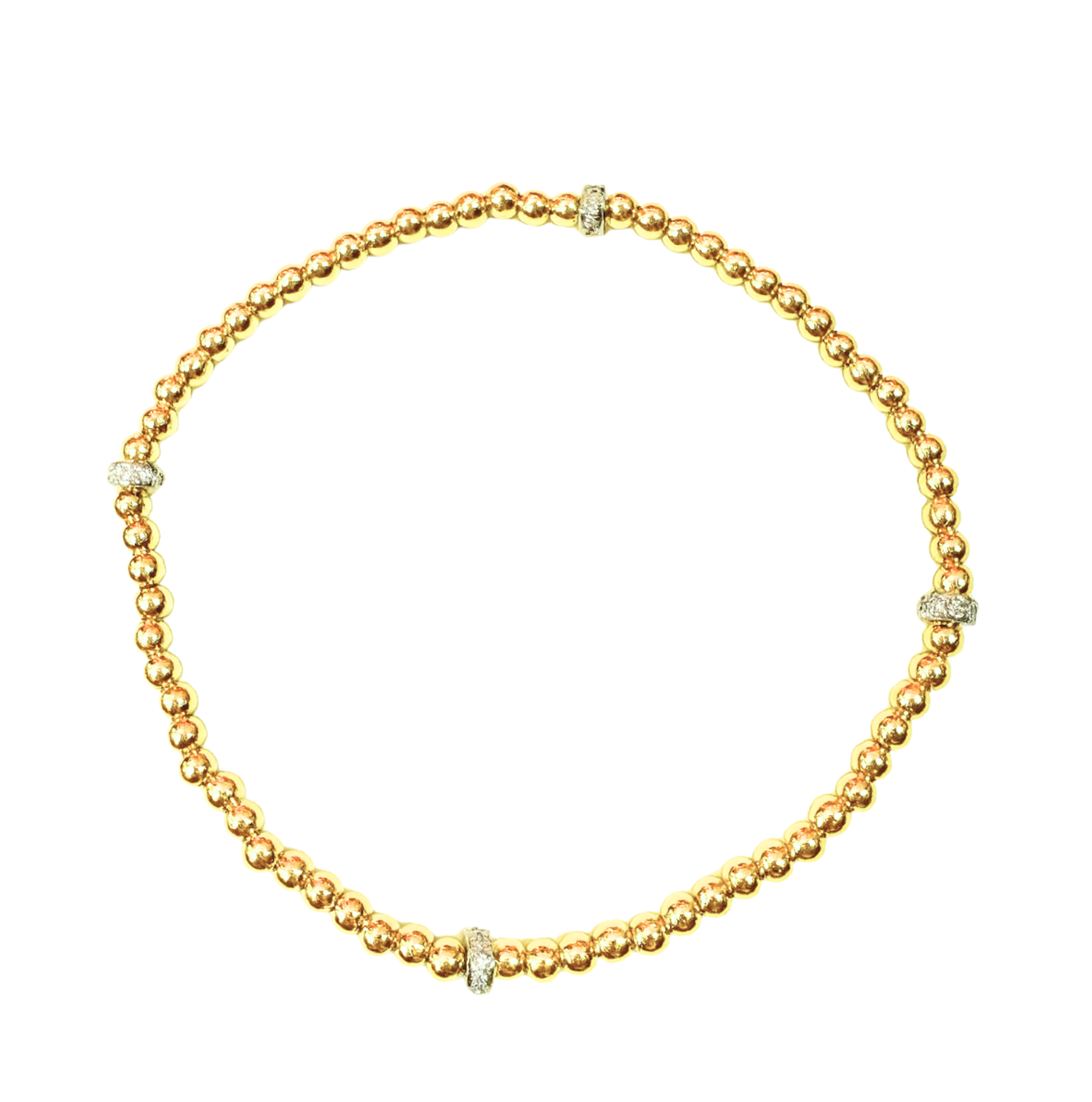 Gold Beaded Bracelets w/ Silver CZ Spacers