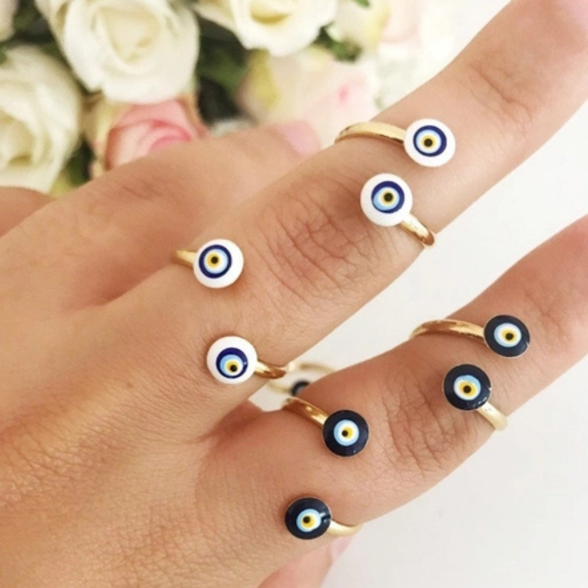 Dainty Evil Eye Blue Ring