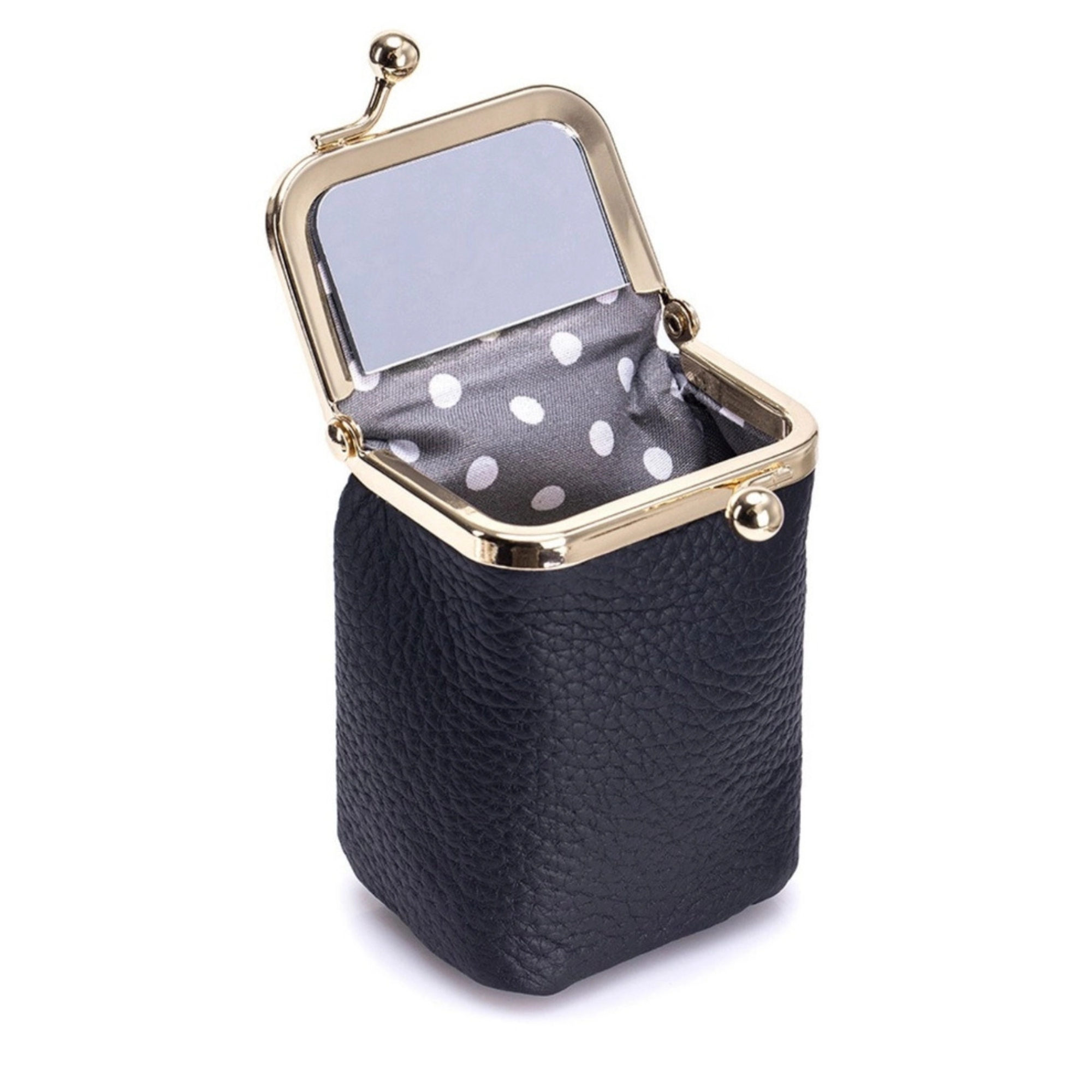 Genuine Leather Pebble Frame Purse Lipstick Organizer