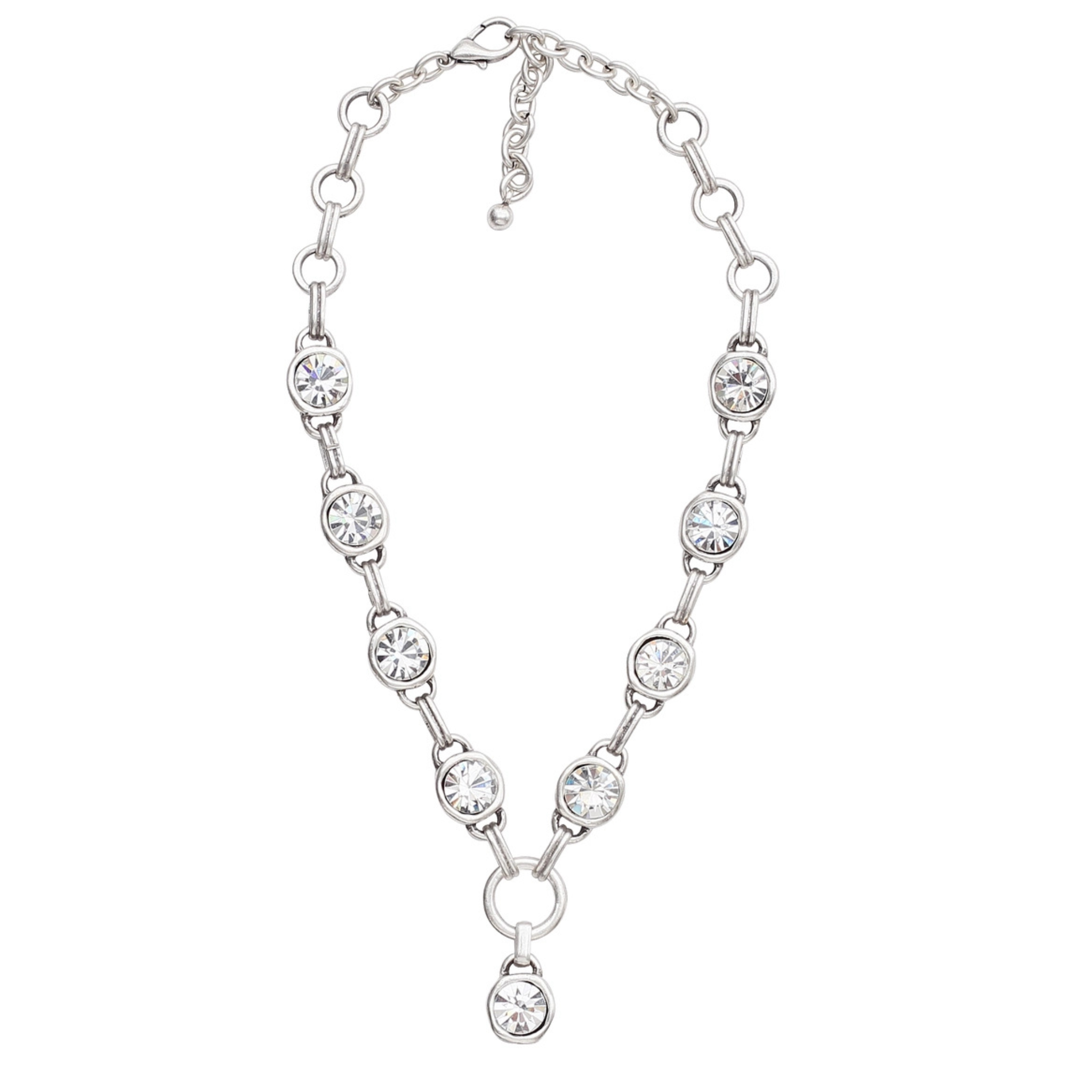 Chanour Aura Eyes Crystal Pewter Necklace featuring a detailed crystal and pewter pendant on a chain.