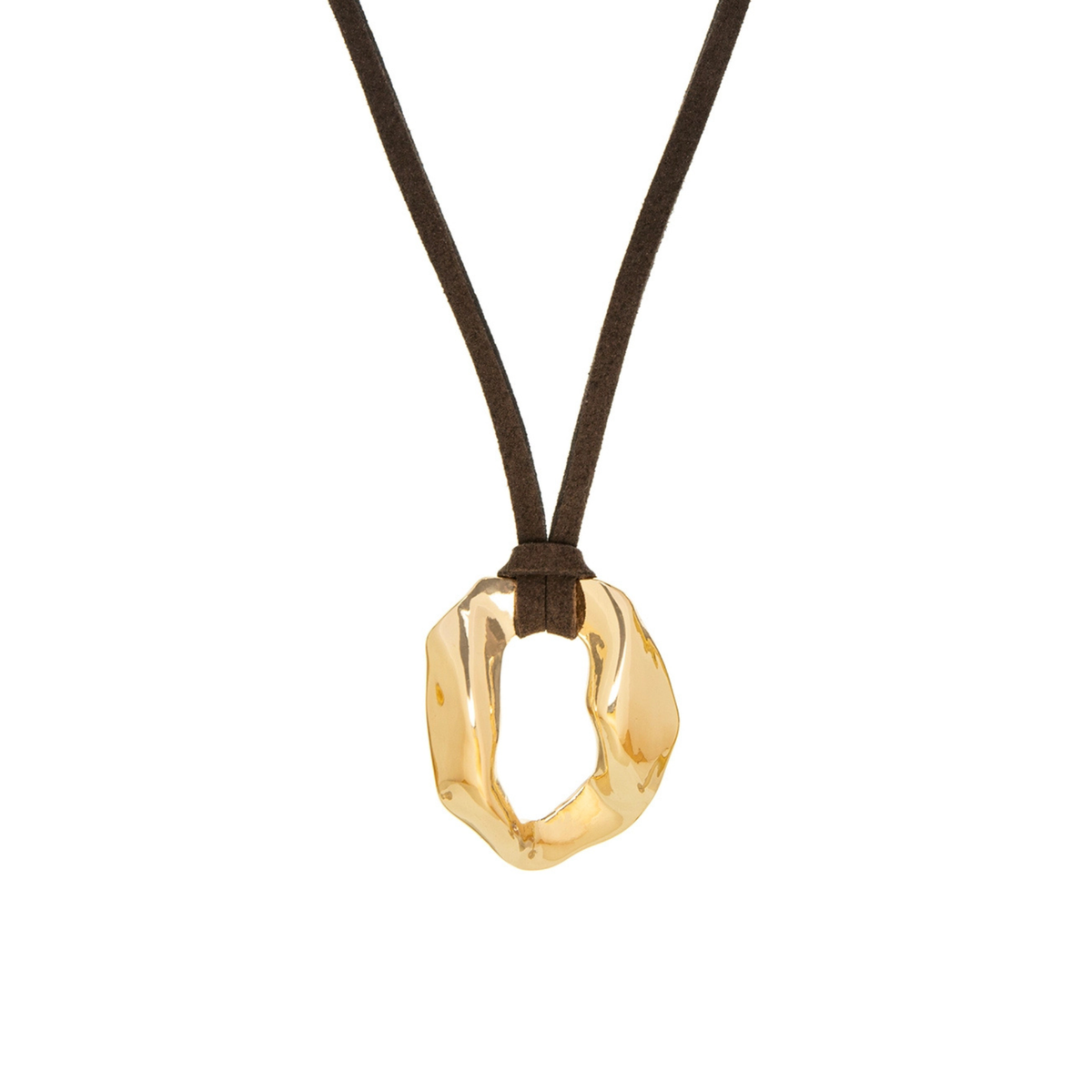 Suede Necklace with Circle Pendant