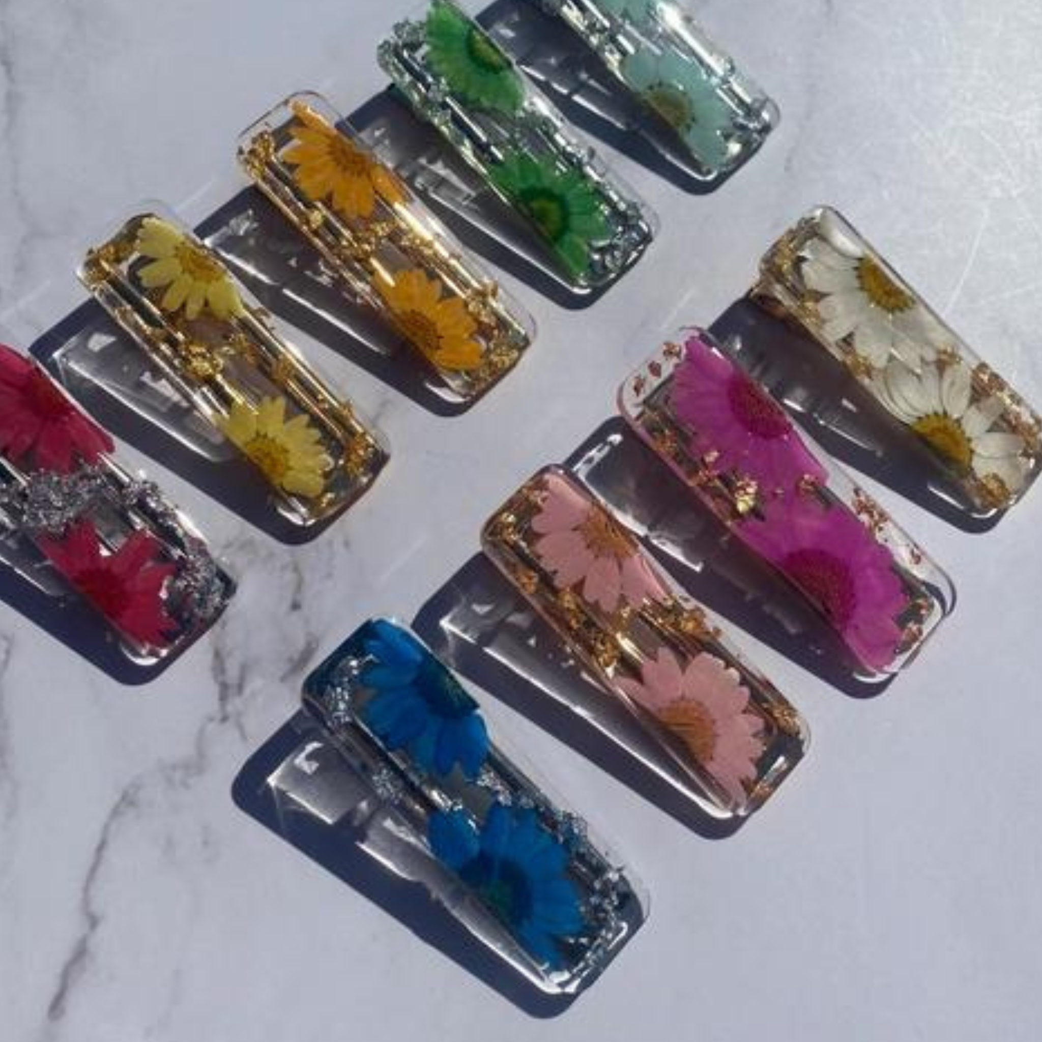 Resin Hair Clips with Dried Flowers