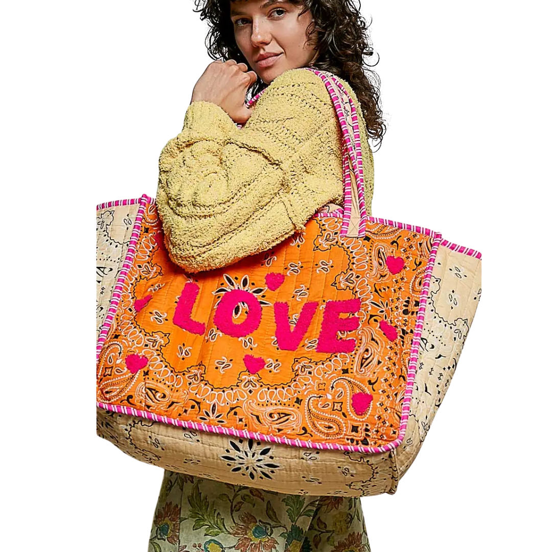 Love Bandana Quilted Tote Bag - PREORDER - RESTOCK EXPECTED 10/5