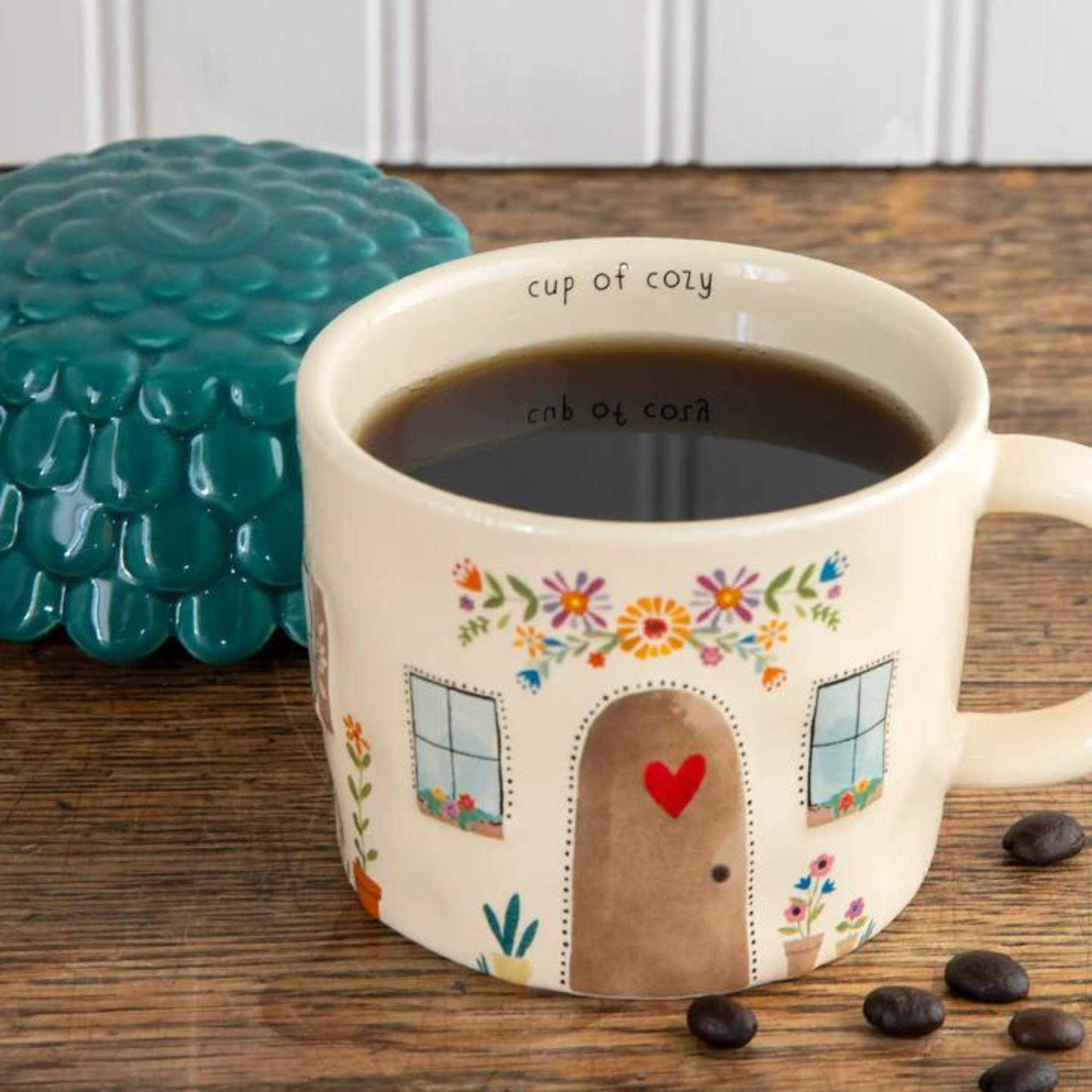 Cottage Mug With Lid - Cup Of Cozy