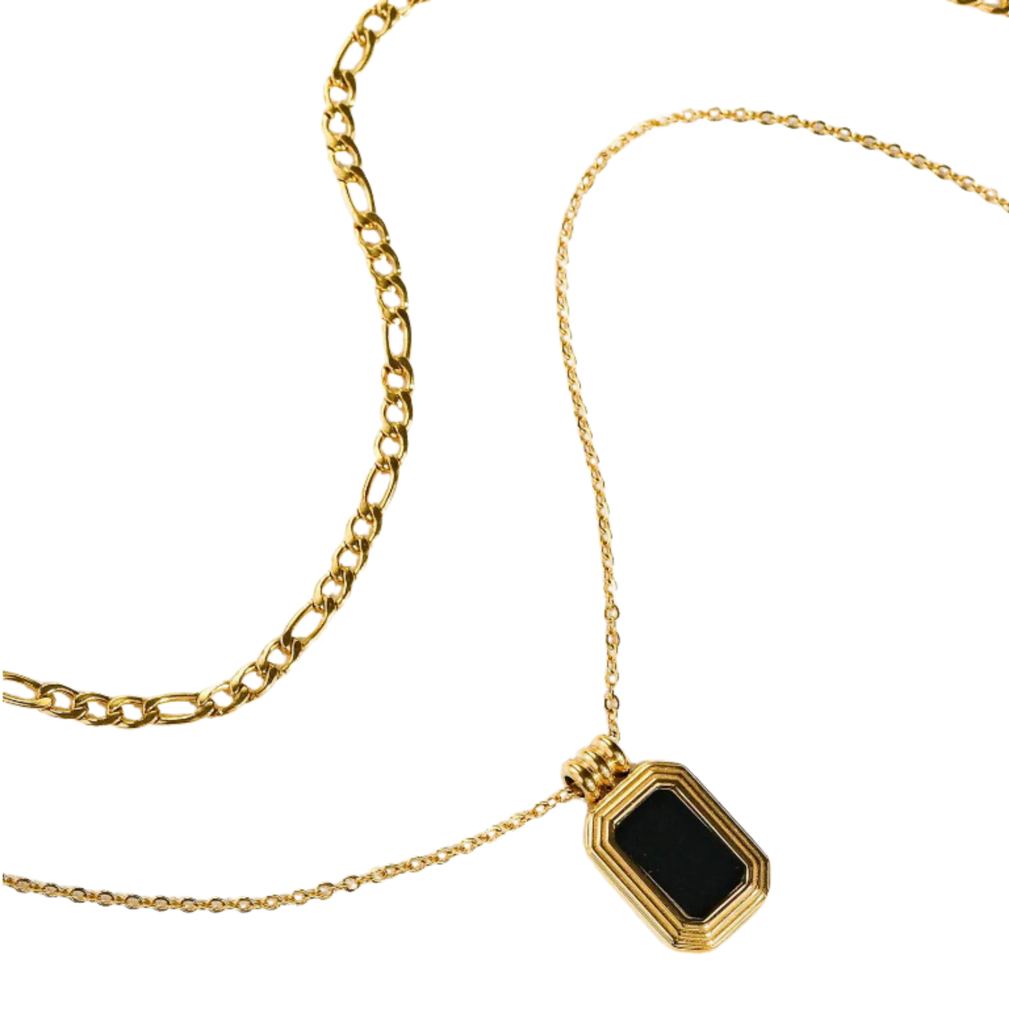 Mare 18K Gold Stack Necklace with Square Pendant