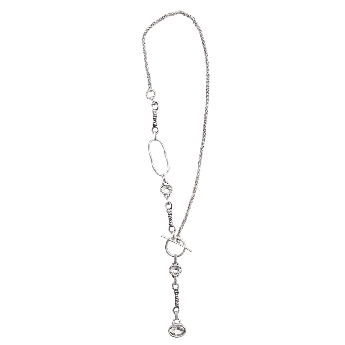 Handmade Y Drop Toggle Crystal Necklace