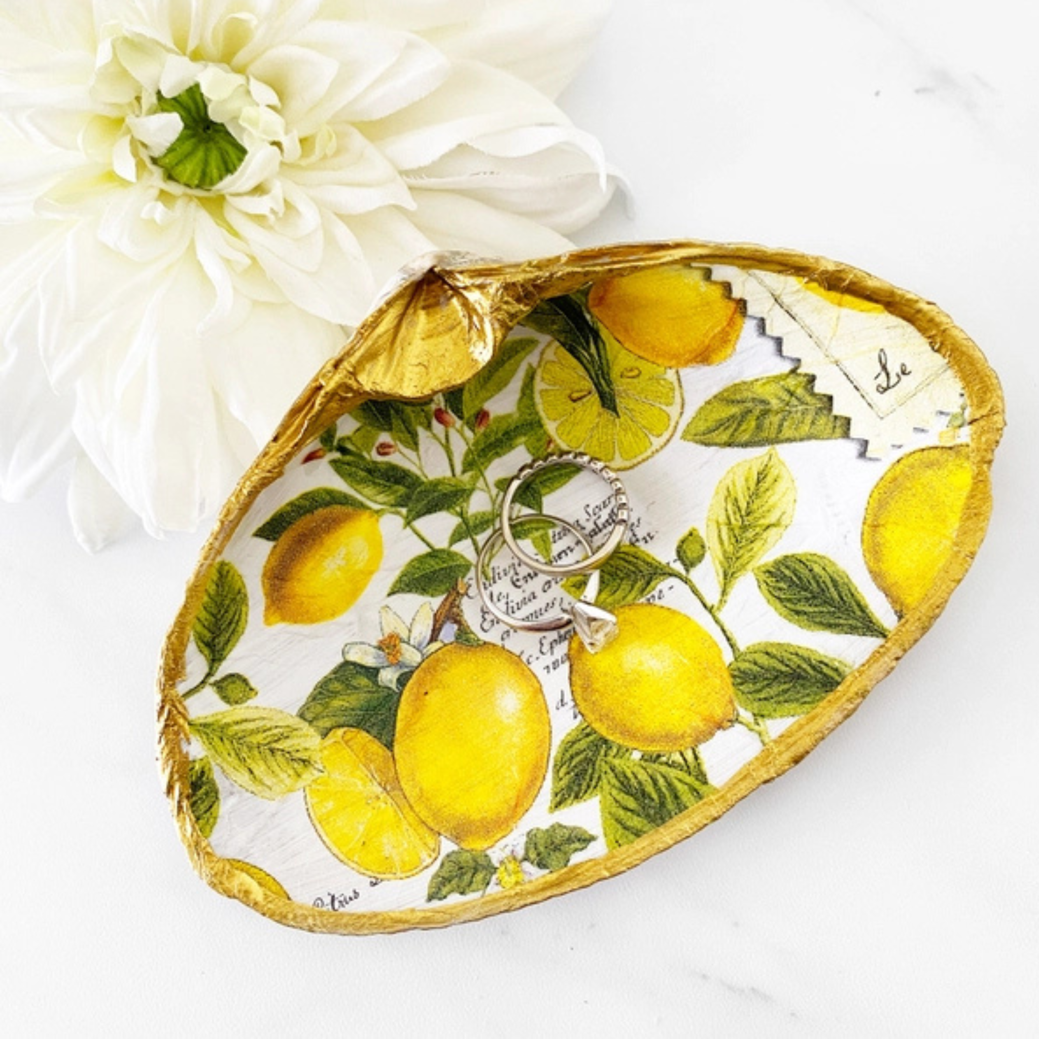 Lemon Yellow Clam Shell Trinket Dish