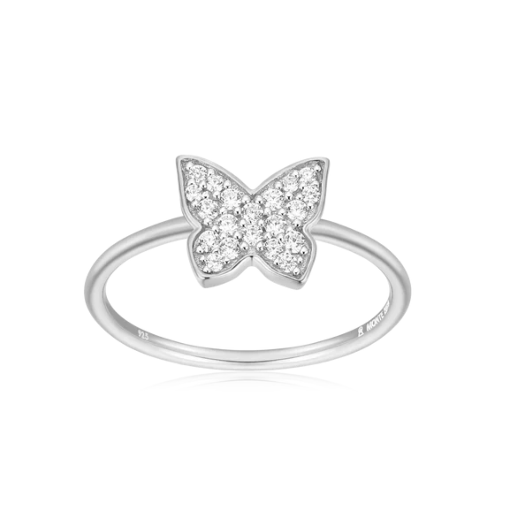 Butterfly Statement Ring in Rhodium Plated Sterling Silver