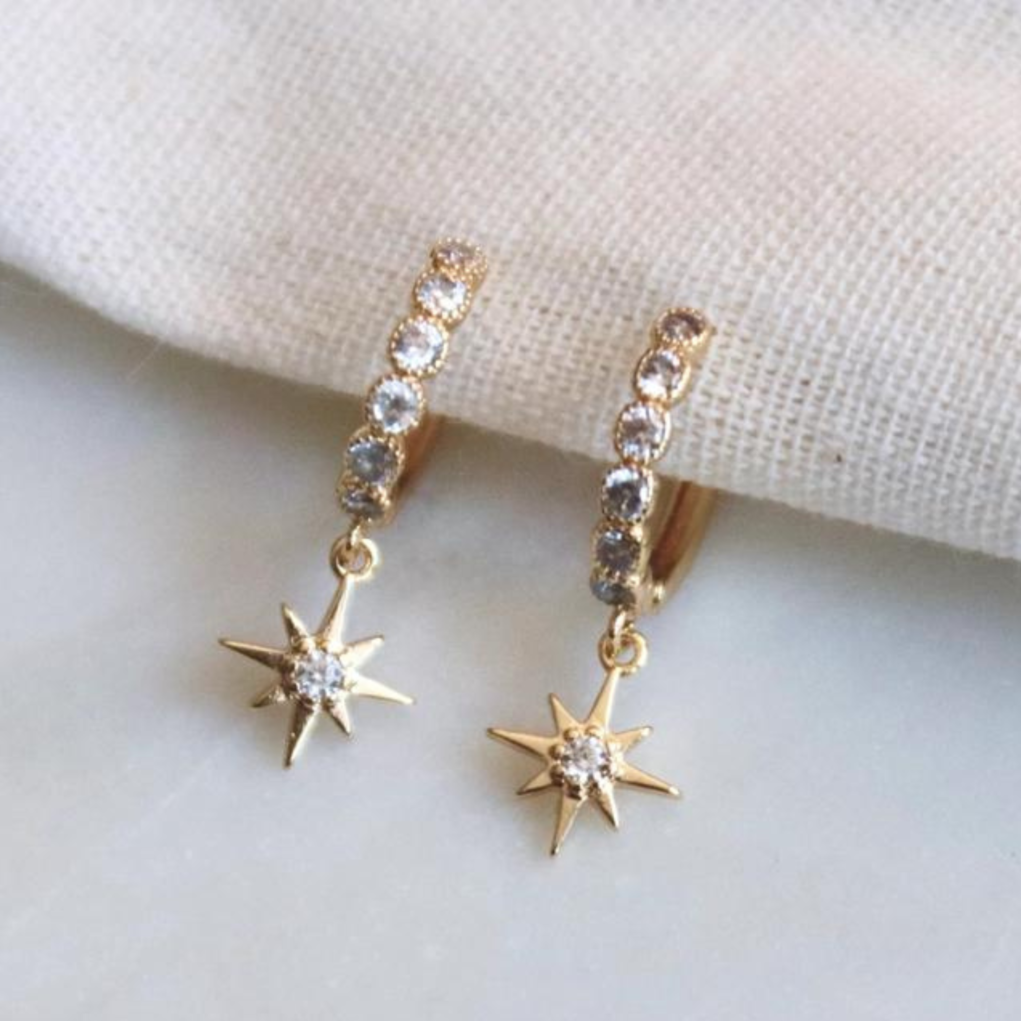 Zircon Star Huggie Earrings