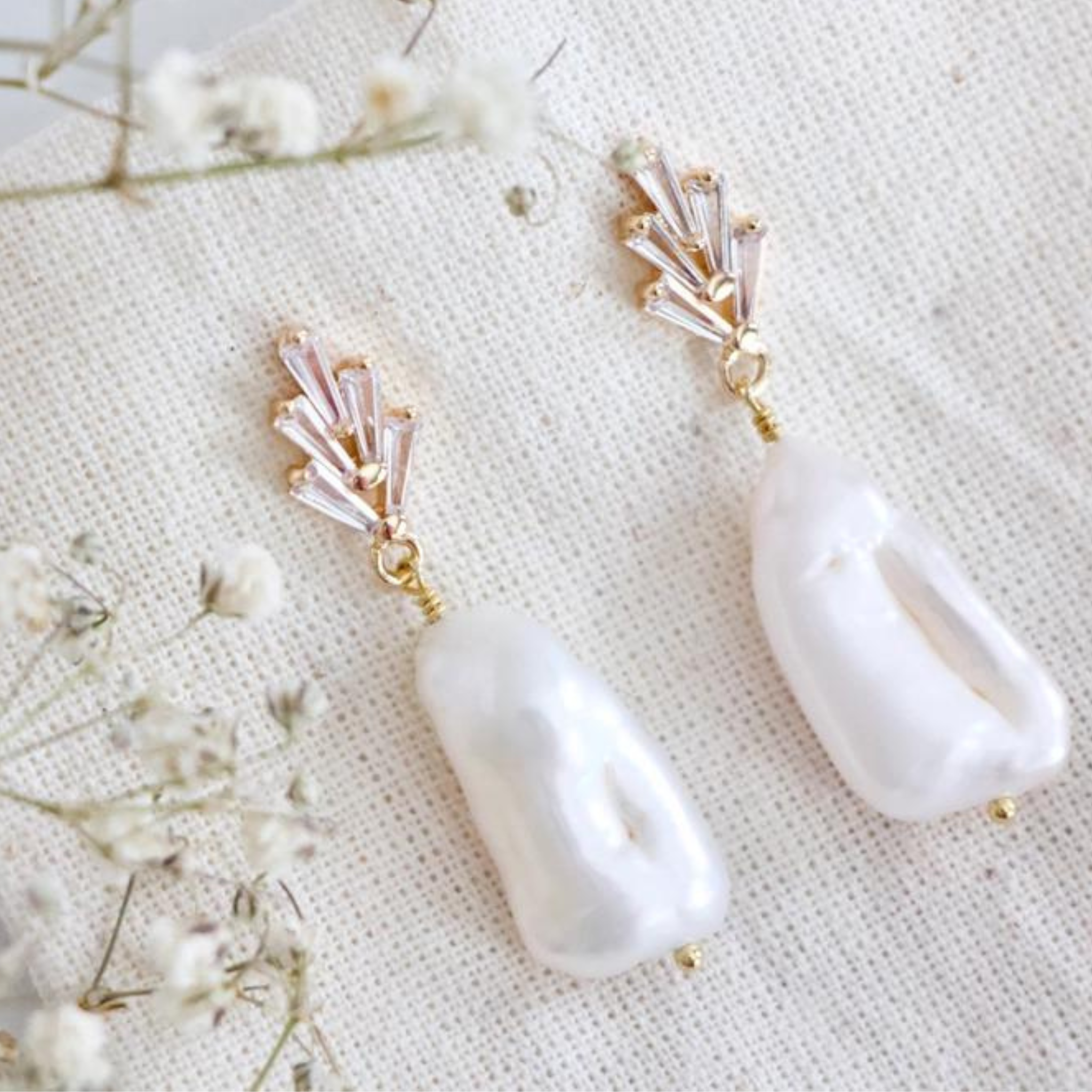 Cz Baroque Pearl Earrings