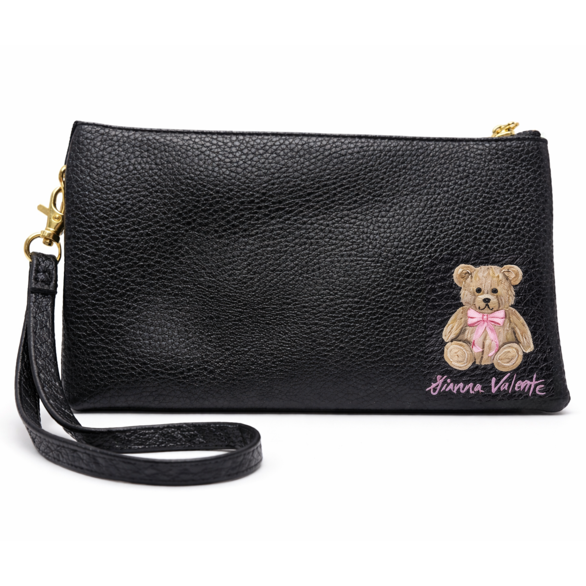 Hand-painted Gianna Valente wristlet from the Hand-Painted Wristlet Collection, featuring colorful floral design.