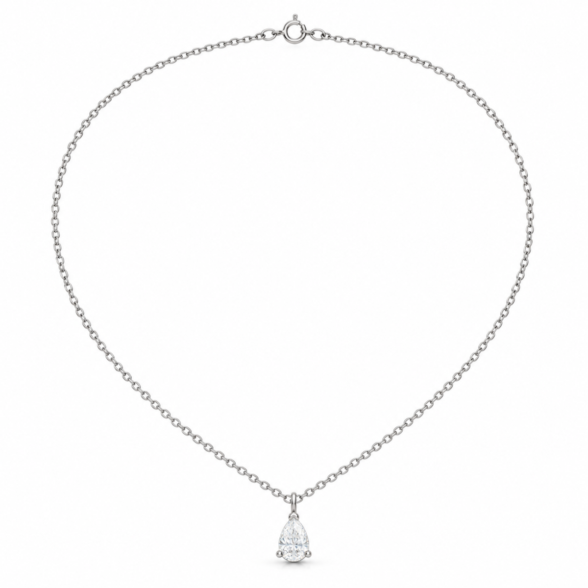 Silver Demi Necklace by JacqMaria Jewelry featuring a delicate chain and minimalist pendant on a white background.