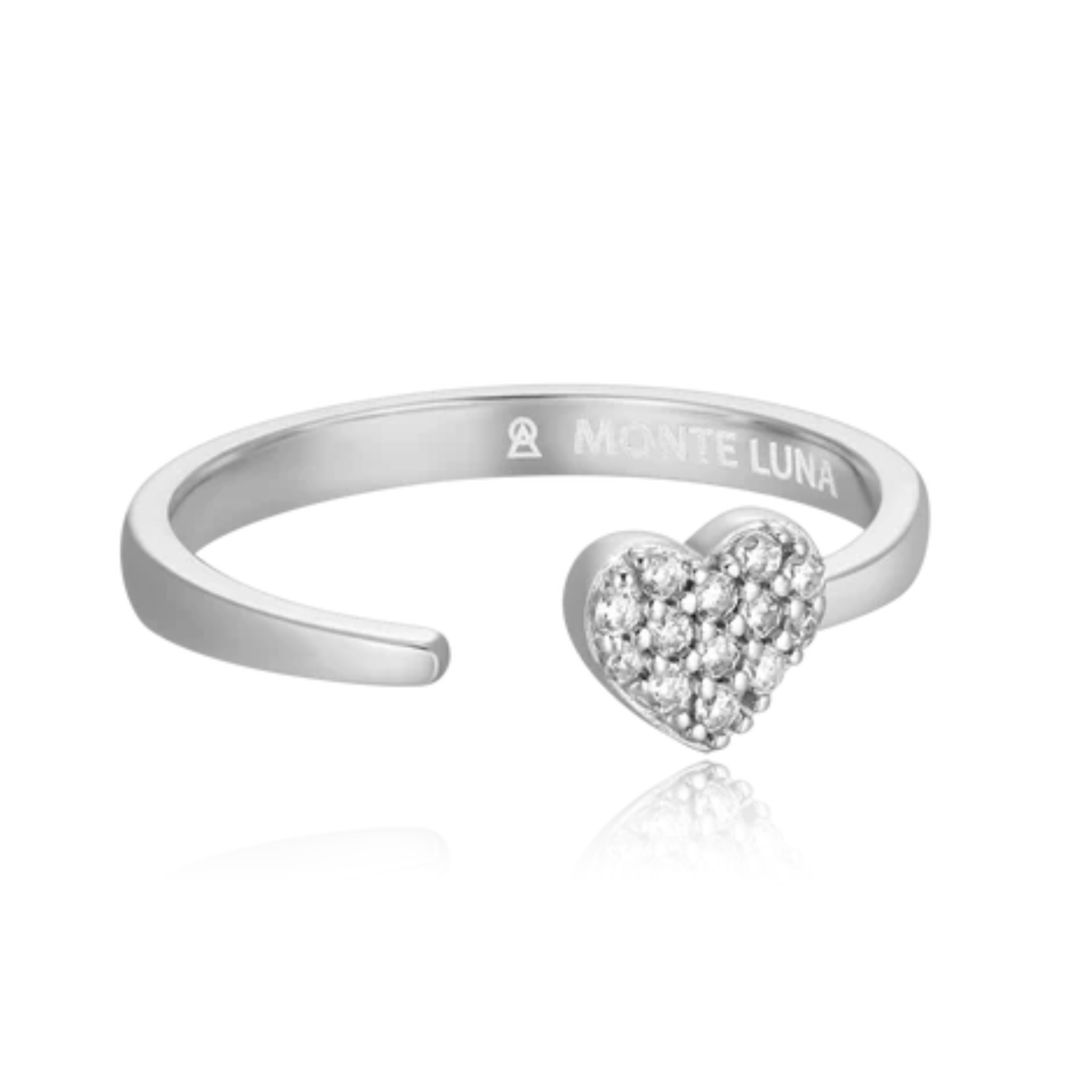 Mini-Heart Bypass Ring in Rhodium Plated Sterling Silver