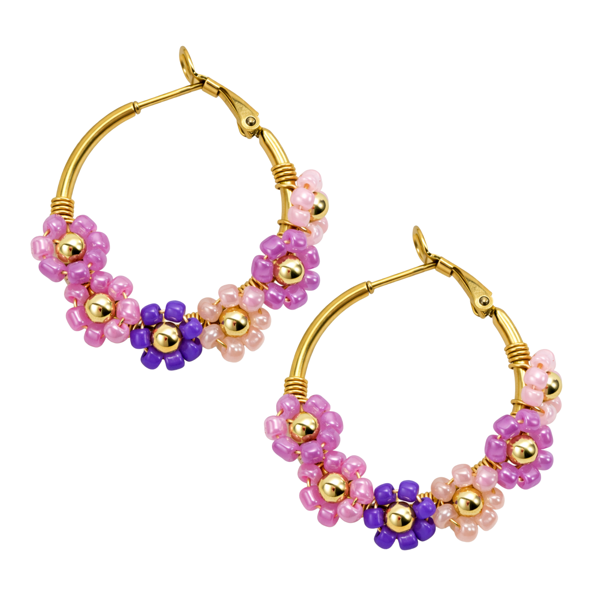 Floral Flower Hoop Earrings