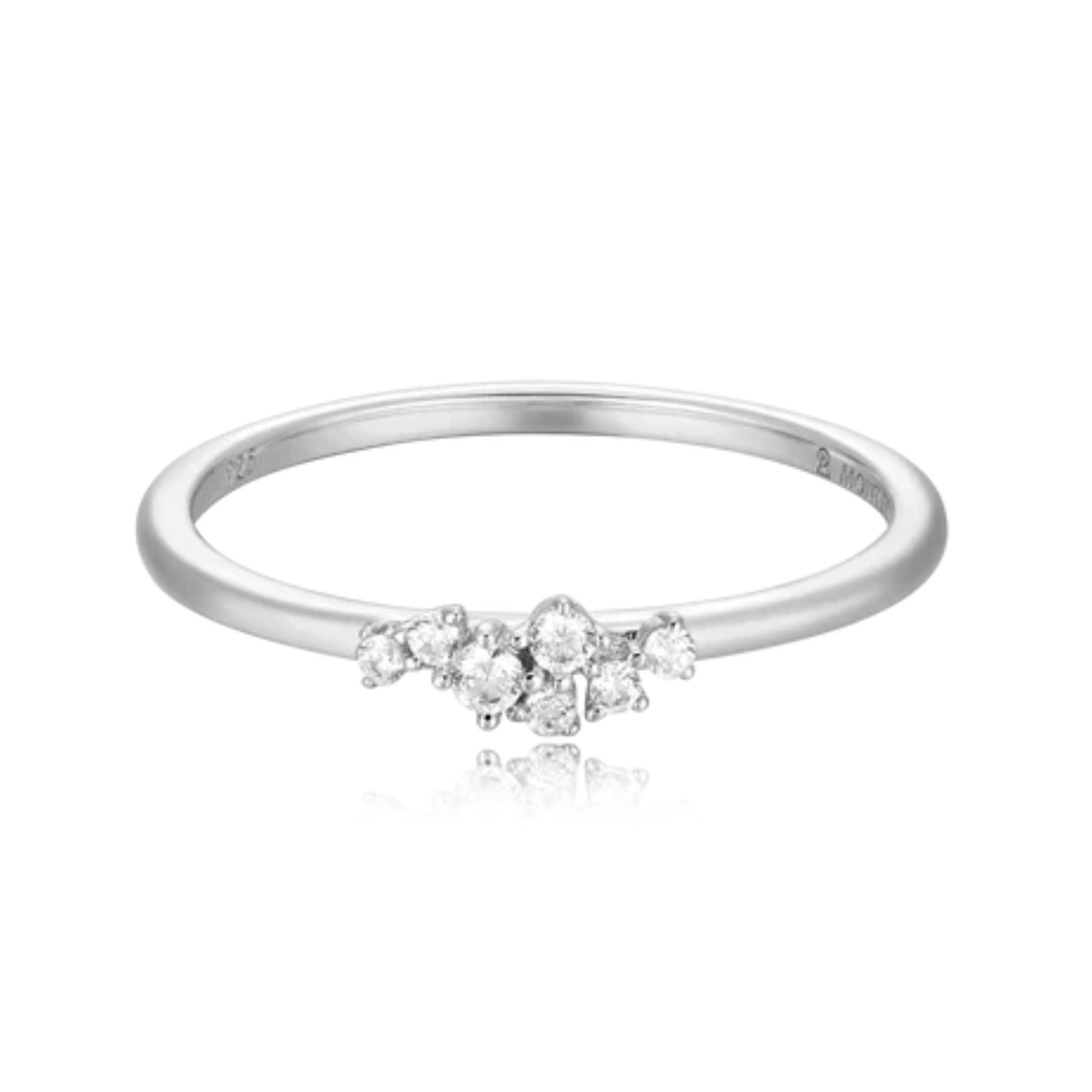 Lab Created Diamond Scatter Stackable Ring in Rhodium Plated Sterling Silver