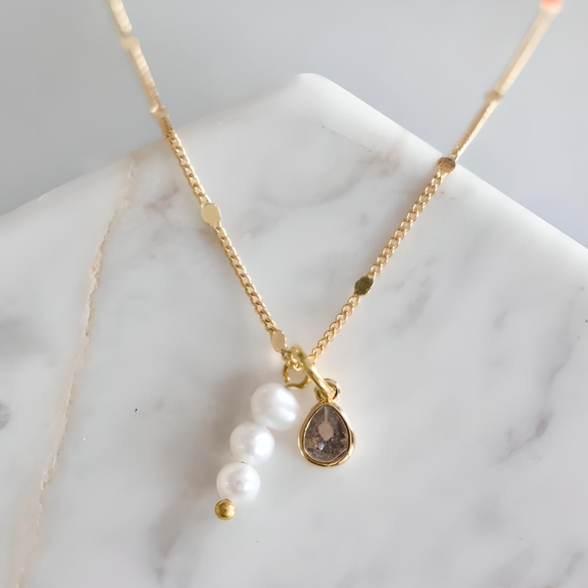 Cz Pearl Drop Necklace