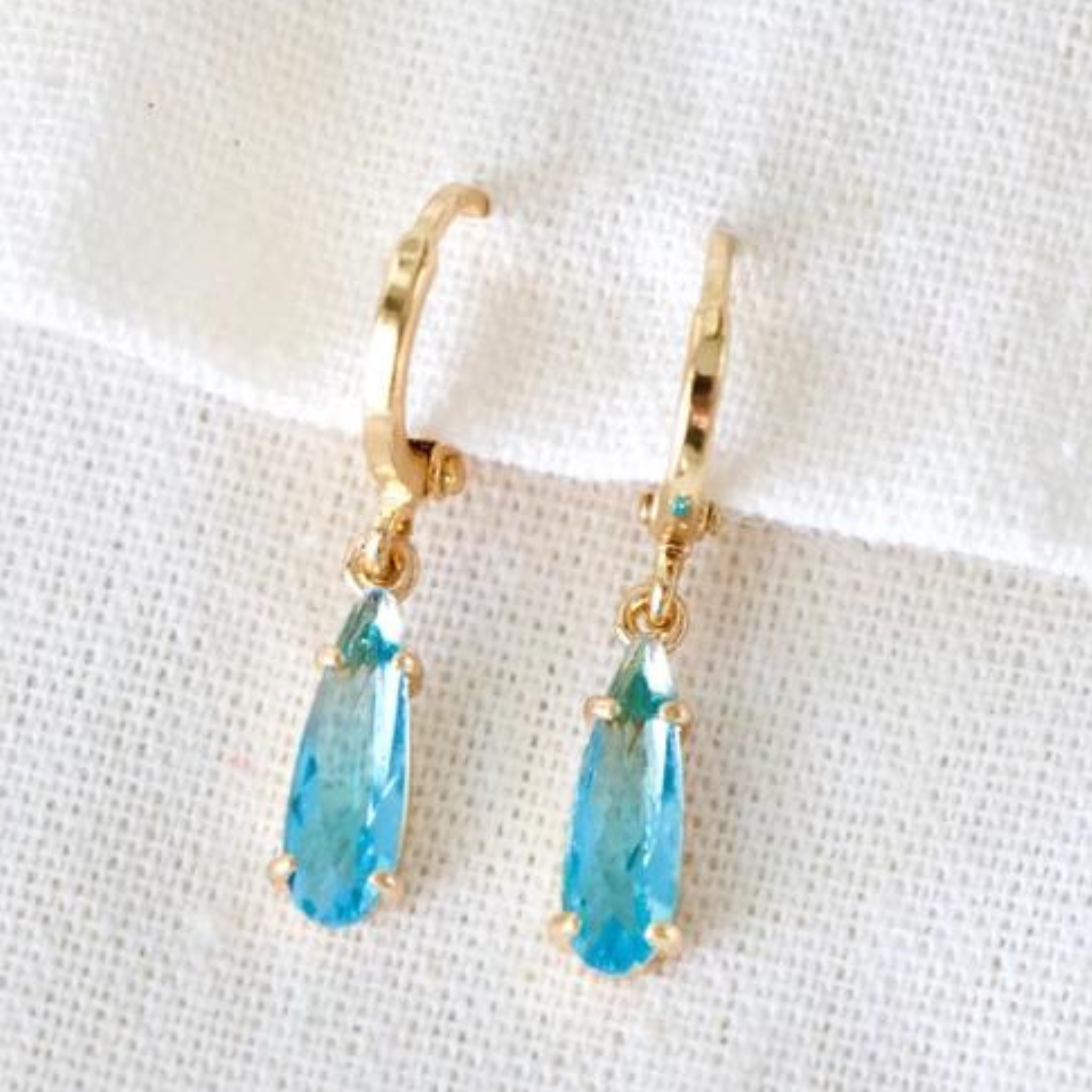 Crystal Teardrop Huggie Earrings