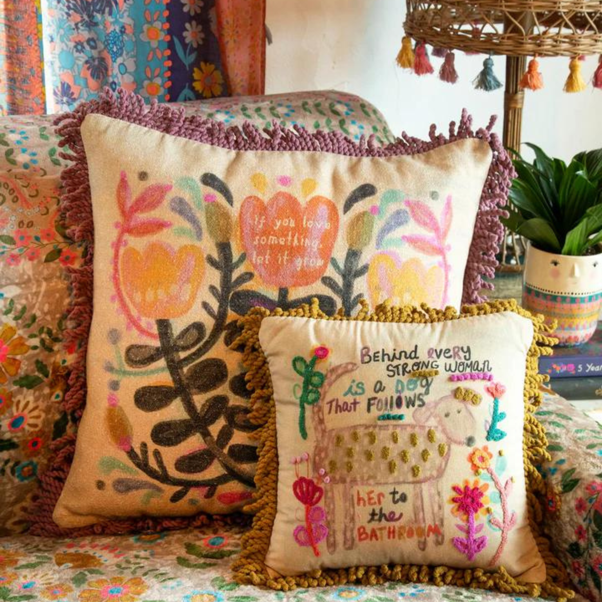 Tufted Boho Pillow - Behind Every Strong Woman